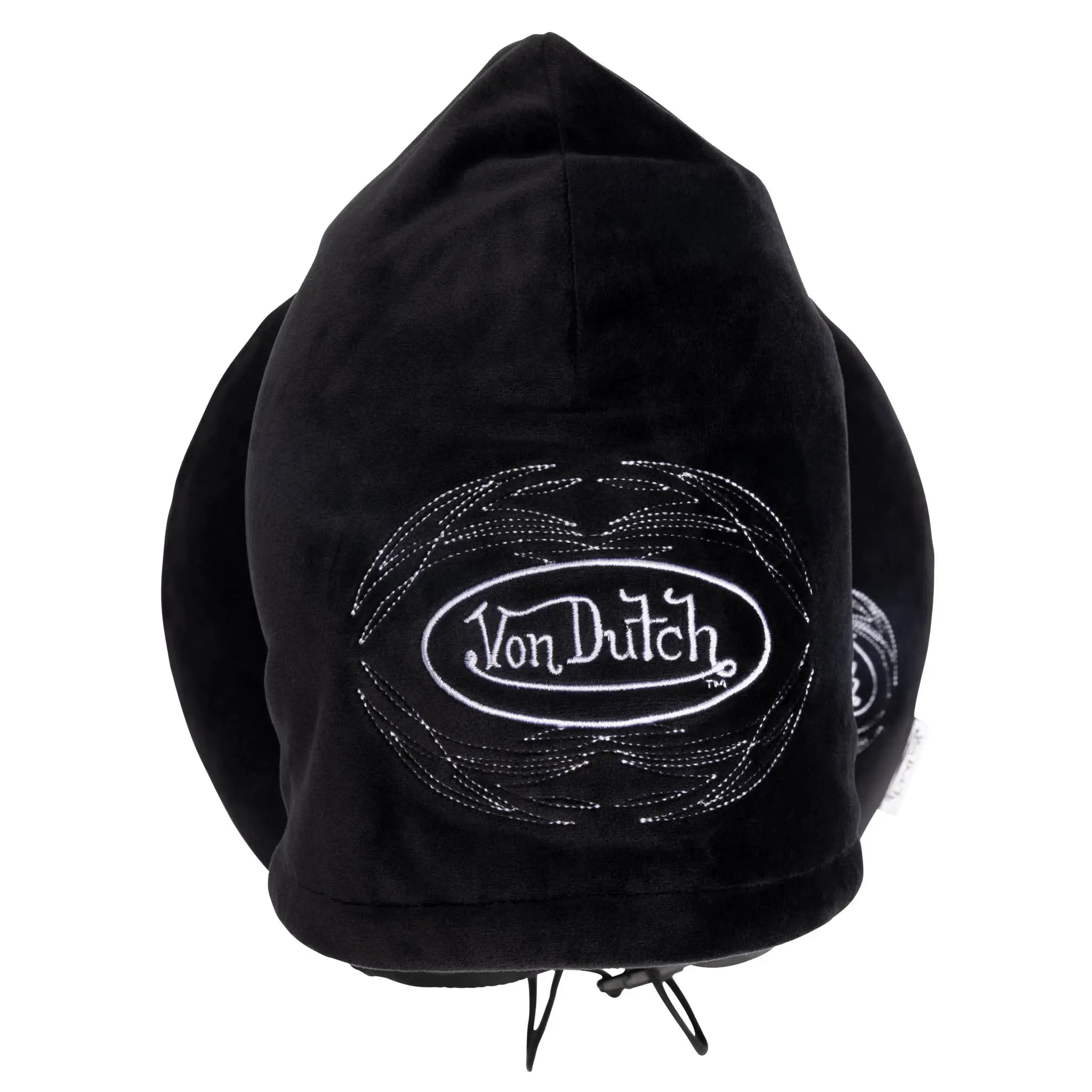Black hoodie with 'Von Dutch' logo on a white background