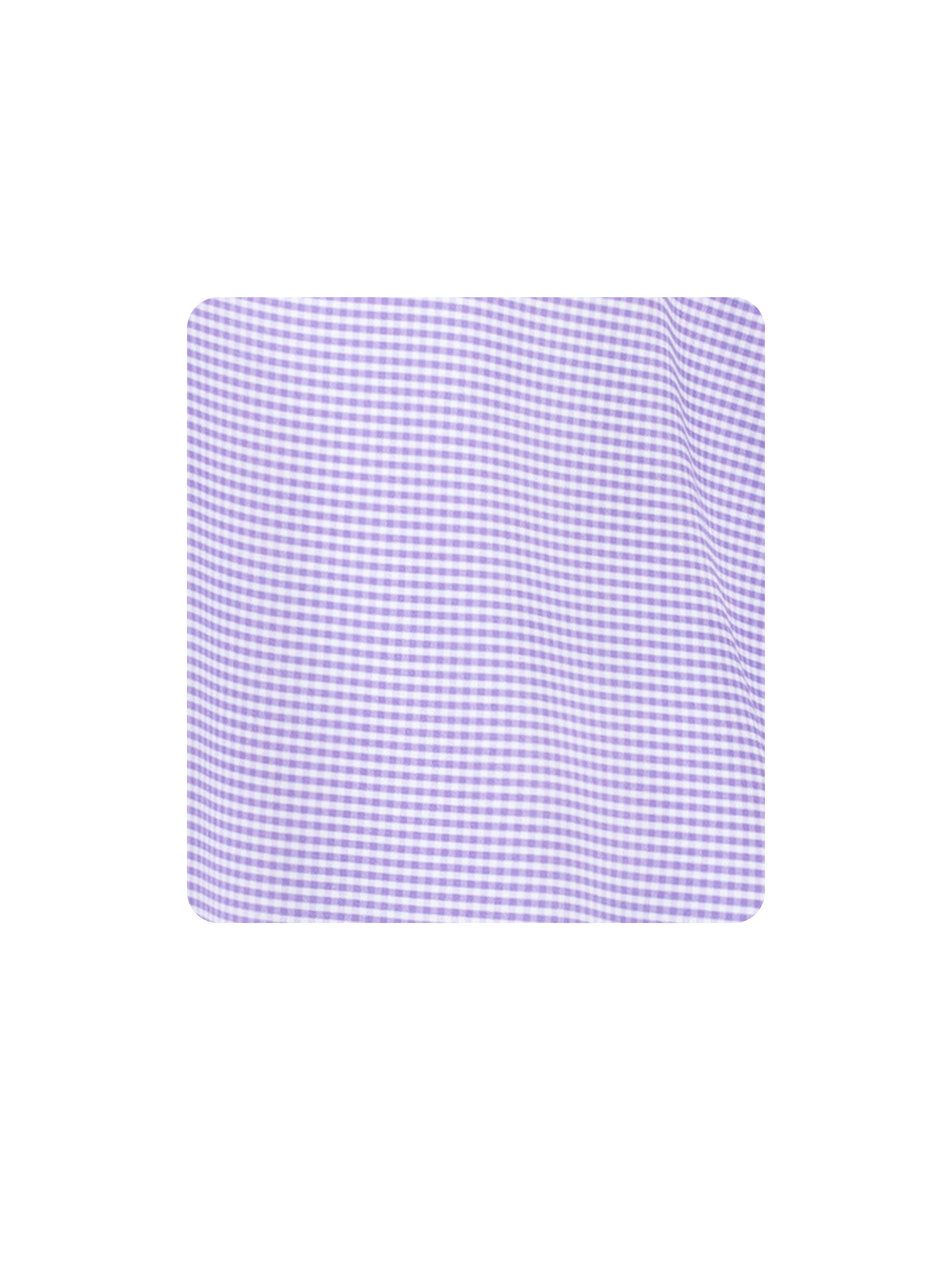 Purple and white checkered fabric on a white background