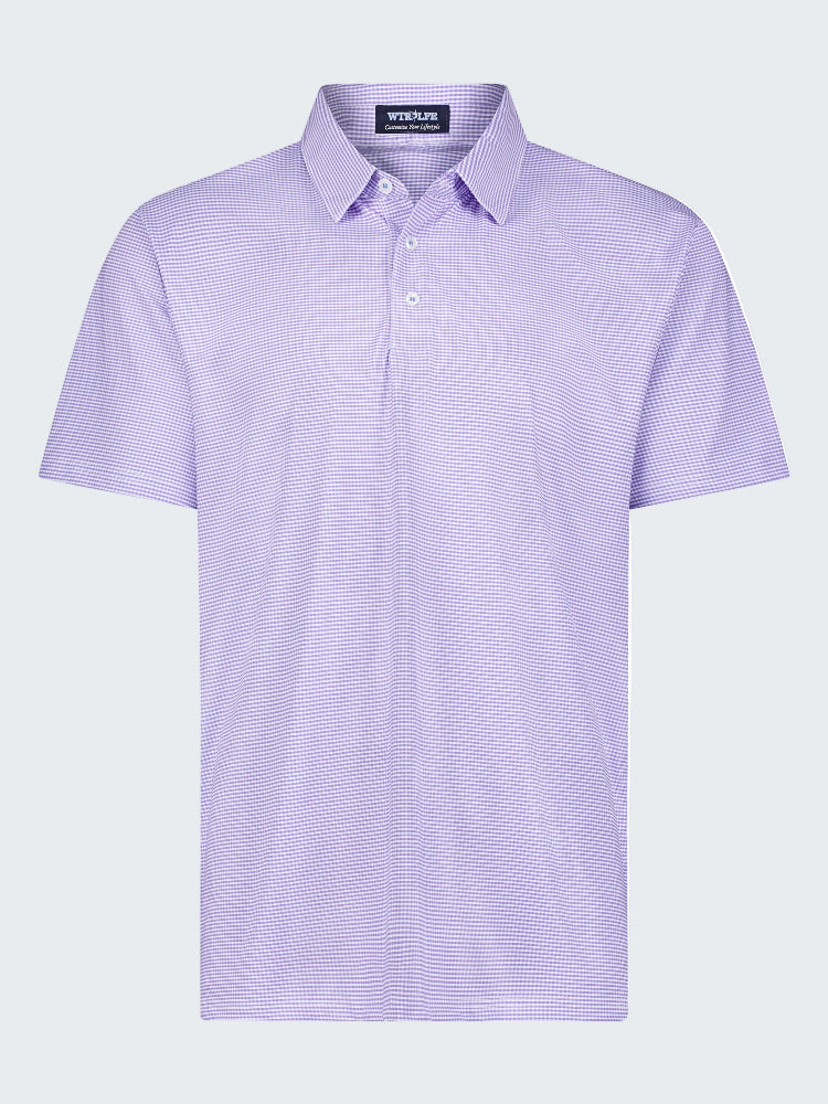 Purple checkered shirt on a white background