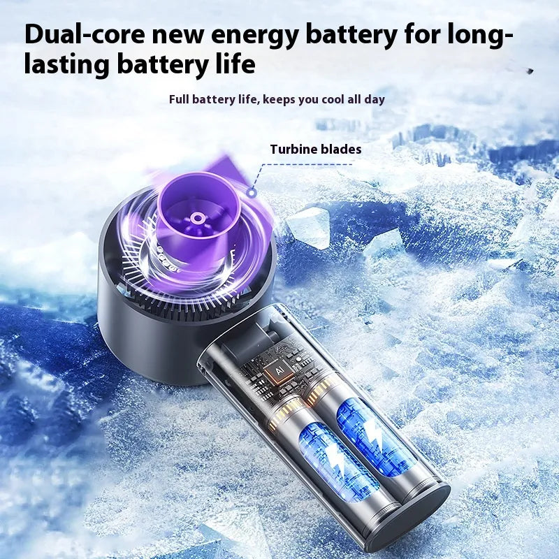 Product with dual-core energy battery feature on a snowy background