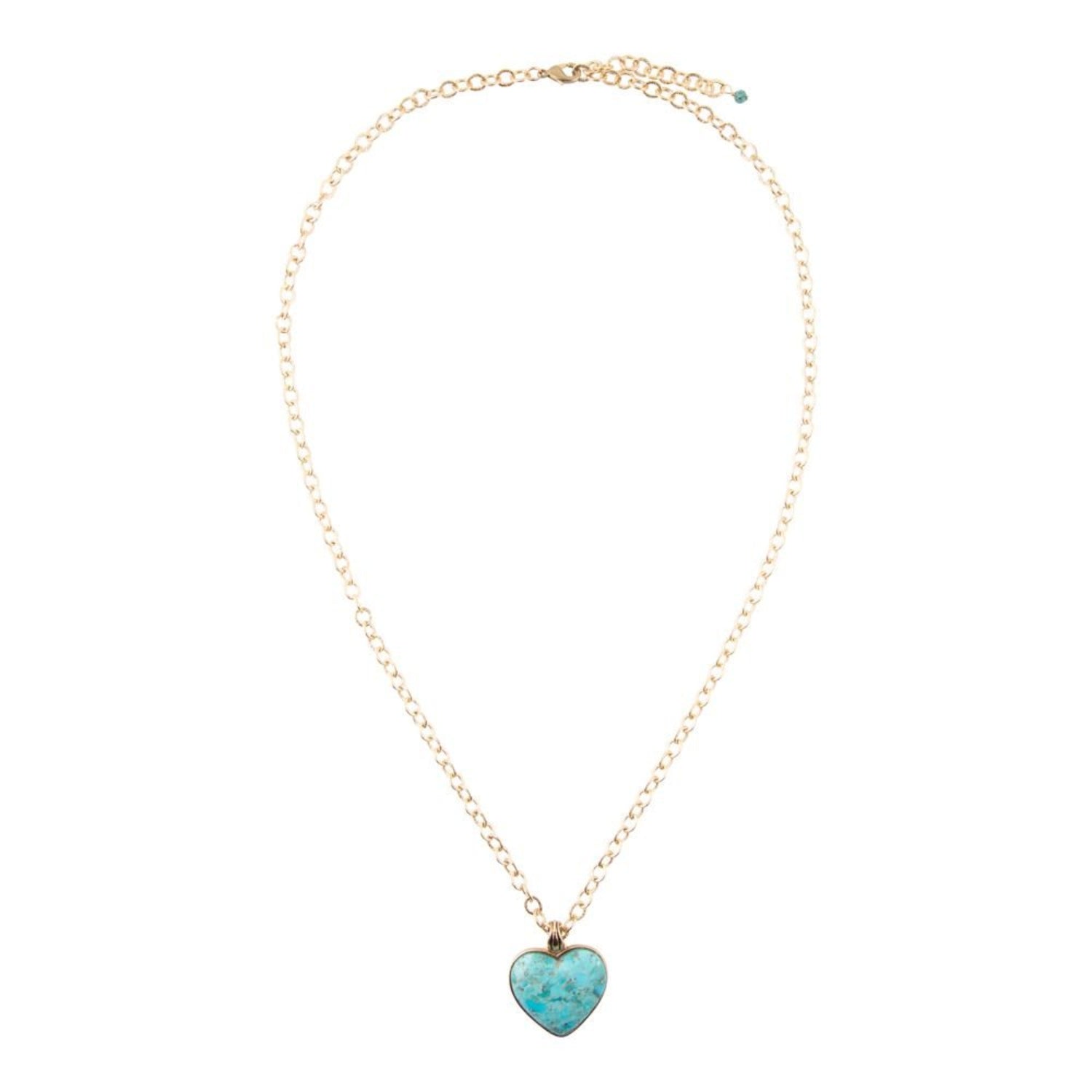 Necklace with a turquoise heart pendant on a white background
