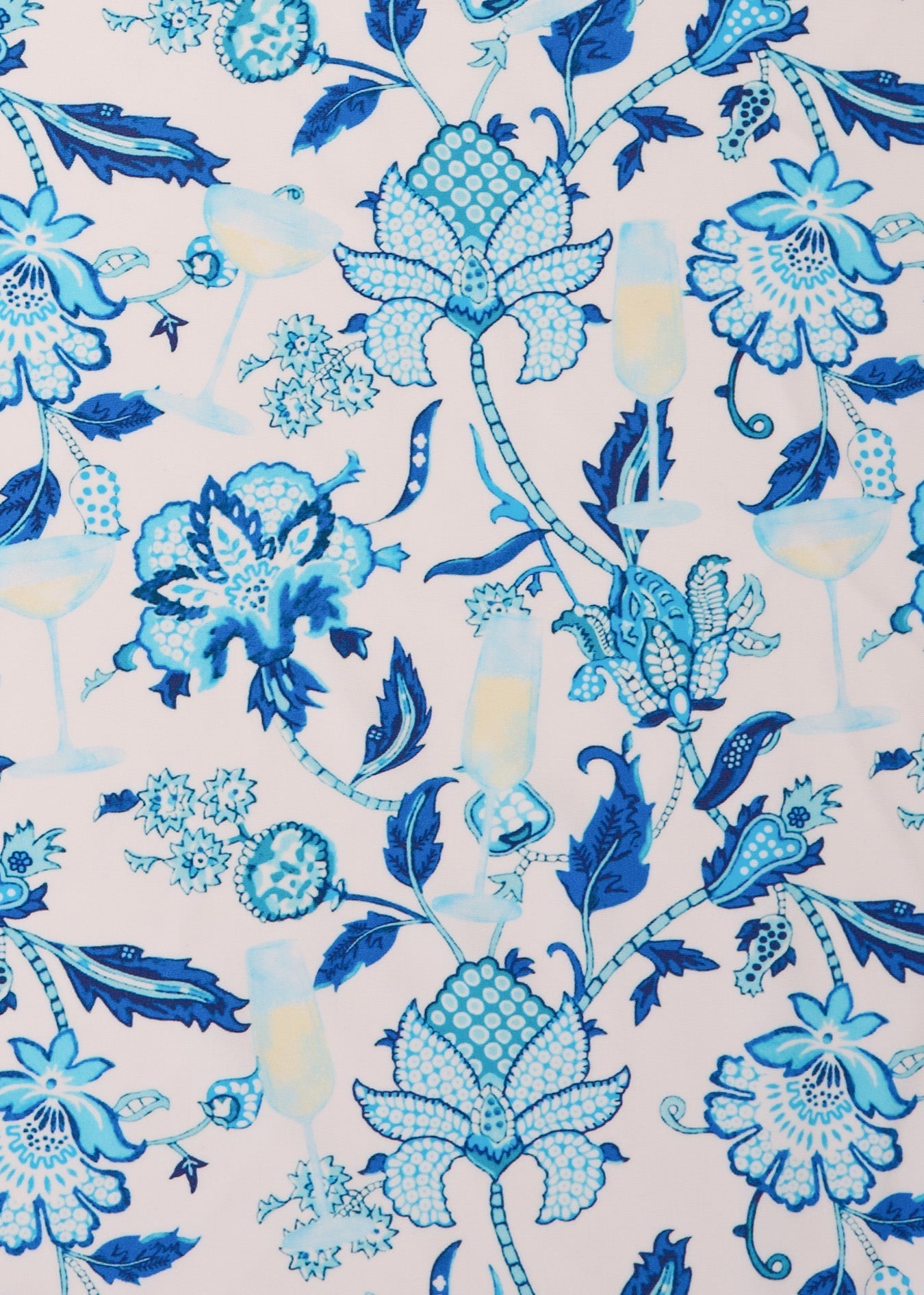 Blue floral pattern on a white background