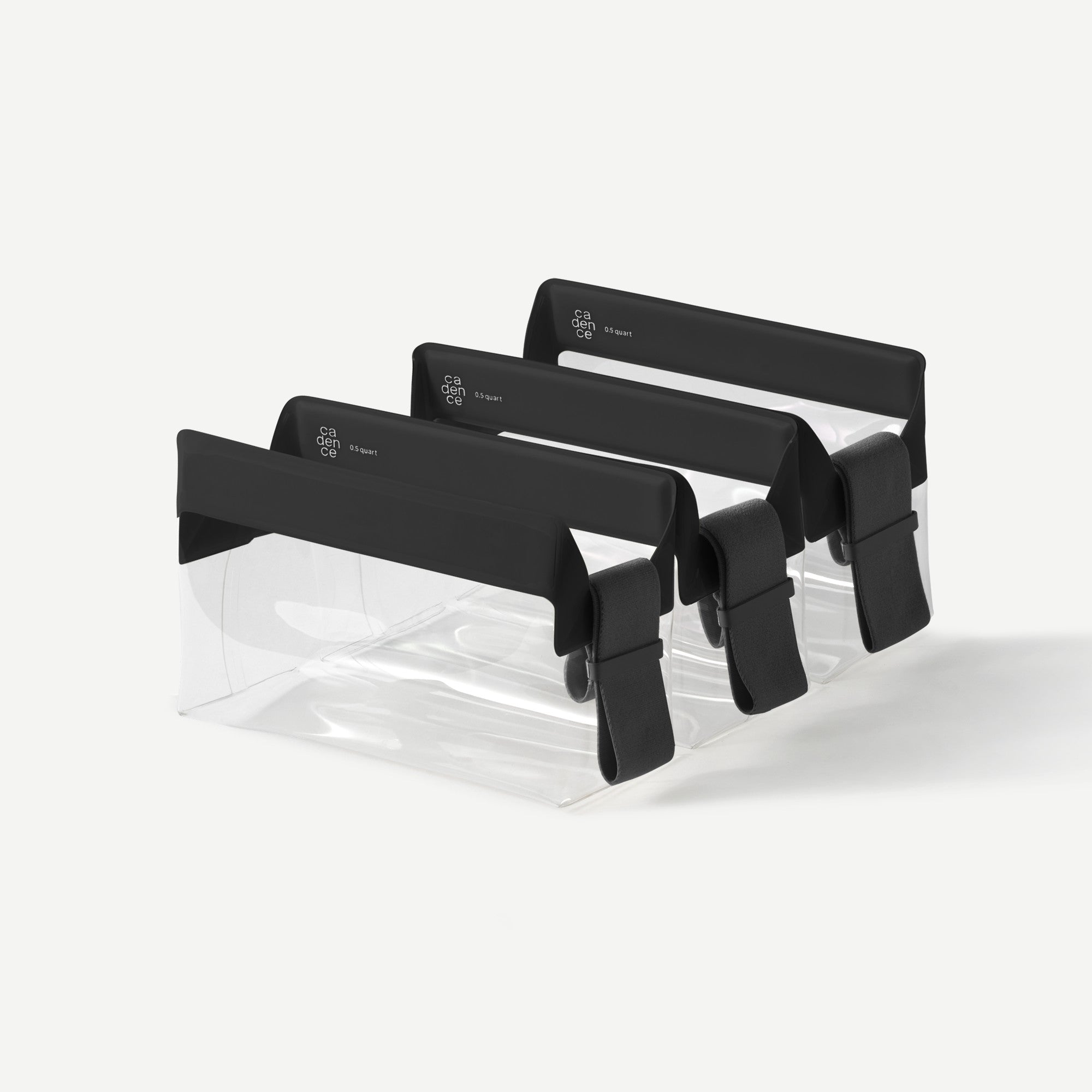 Set of black metal brackets on a white background