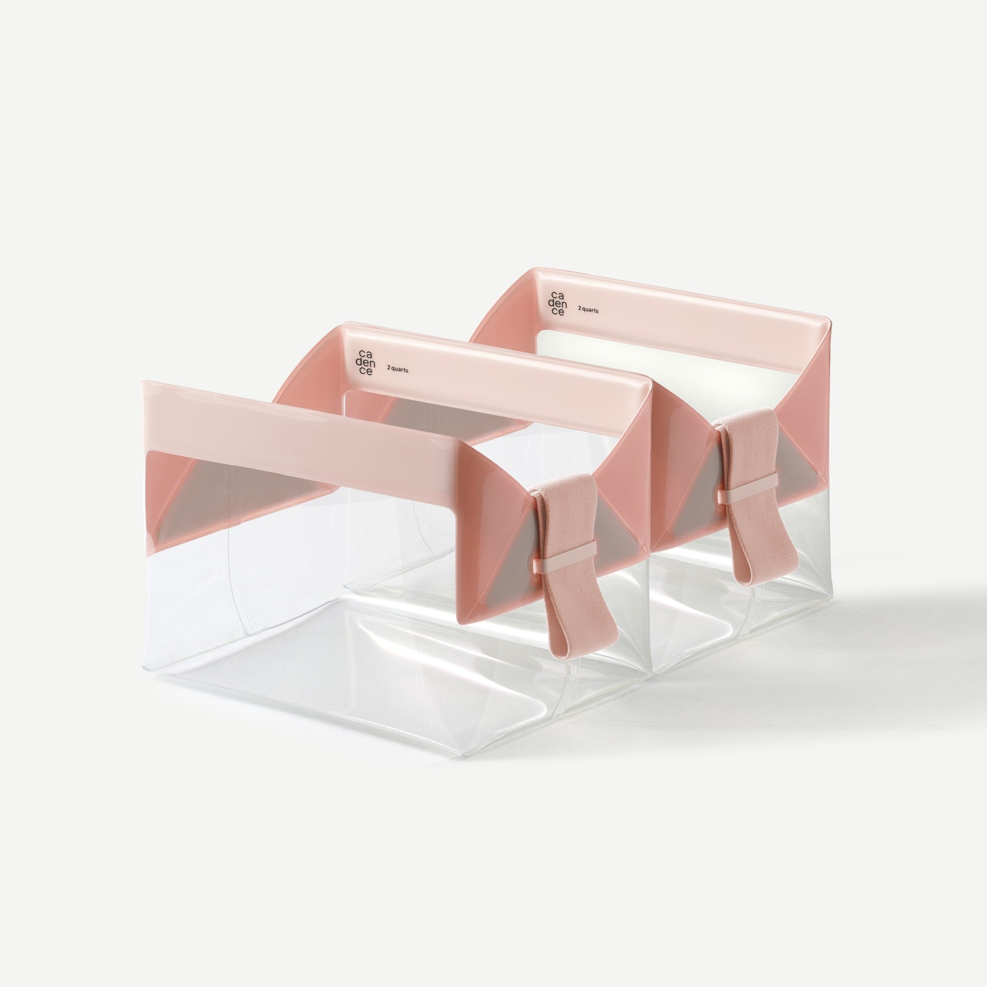 Pink bow-shaped product packaging on a white background