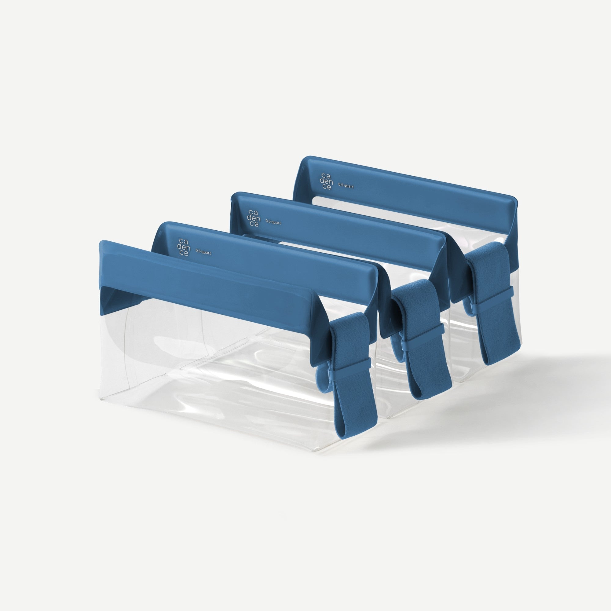 Set of blue plastic tools on a white background