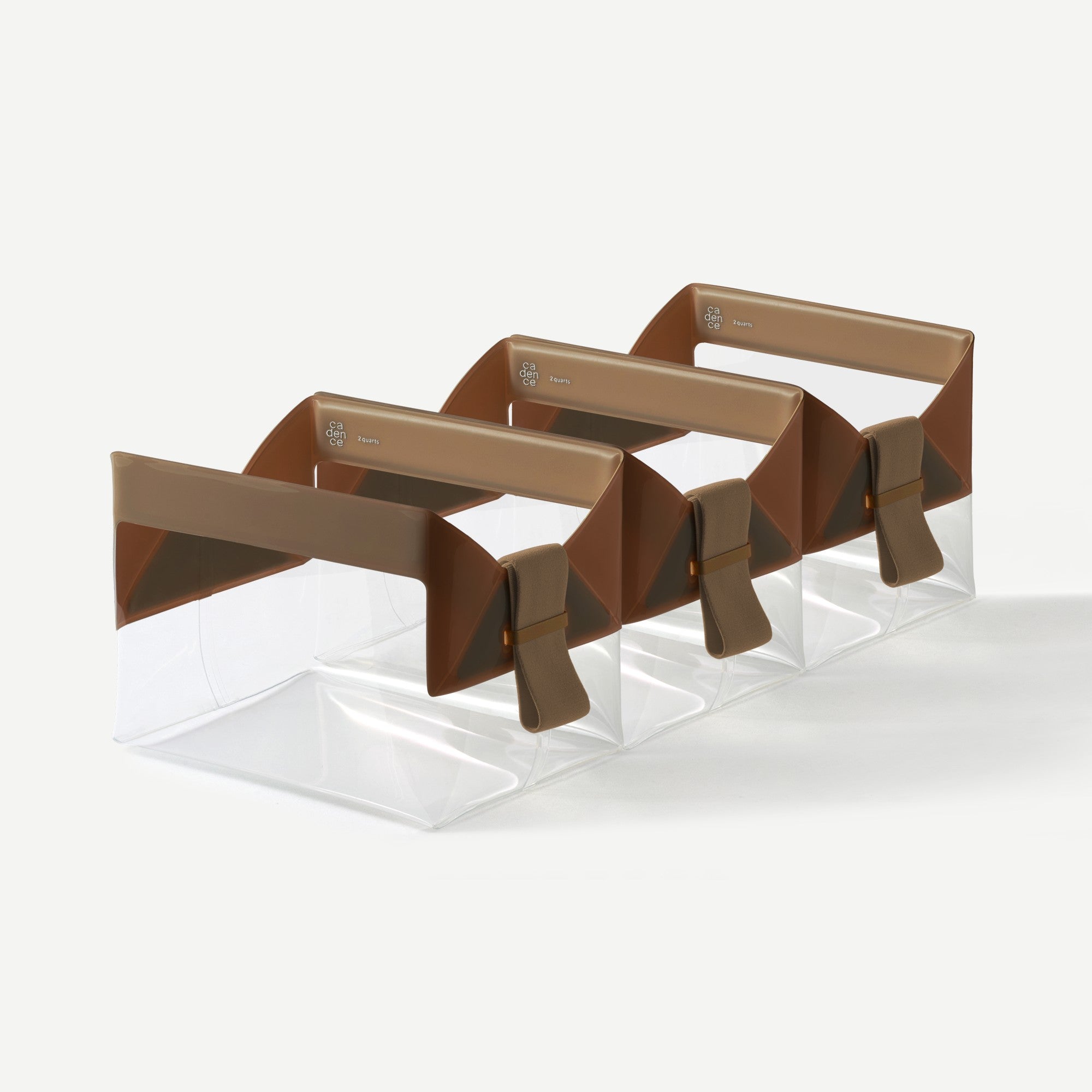 Brown and clear shoe rack on a white background