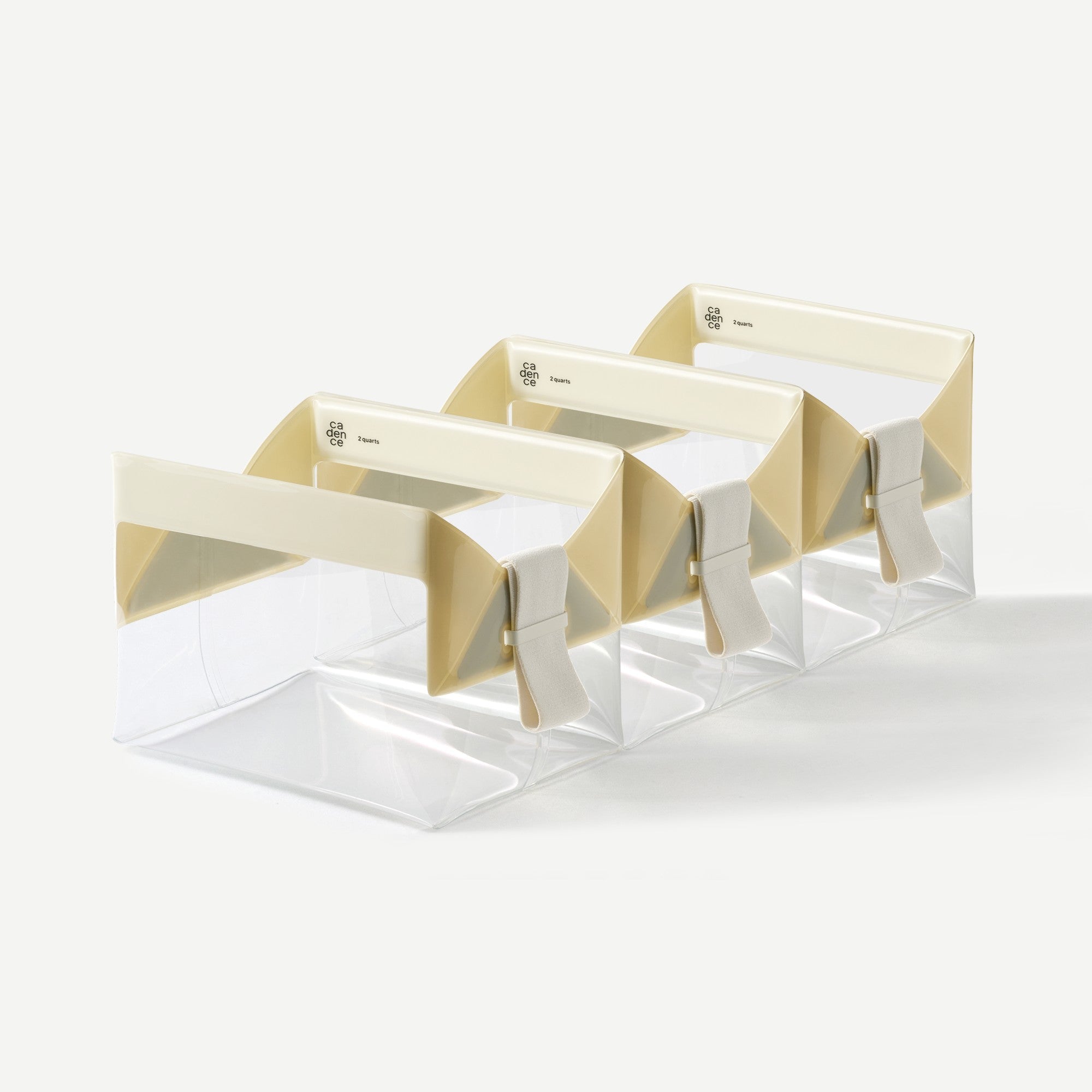 Set of three geometric shelf units on a white background