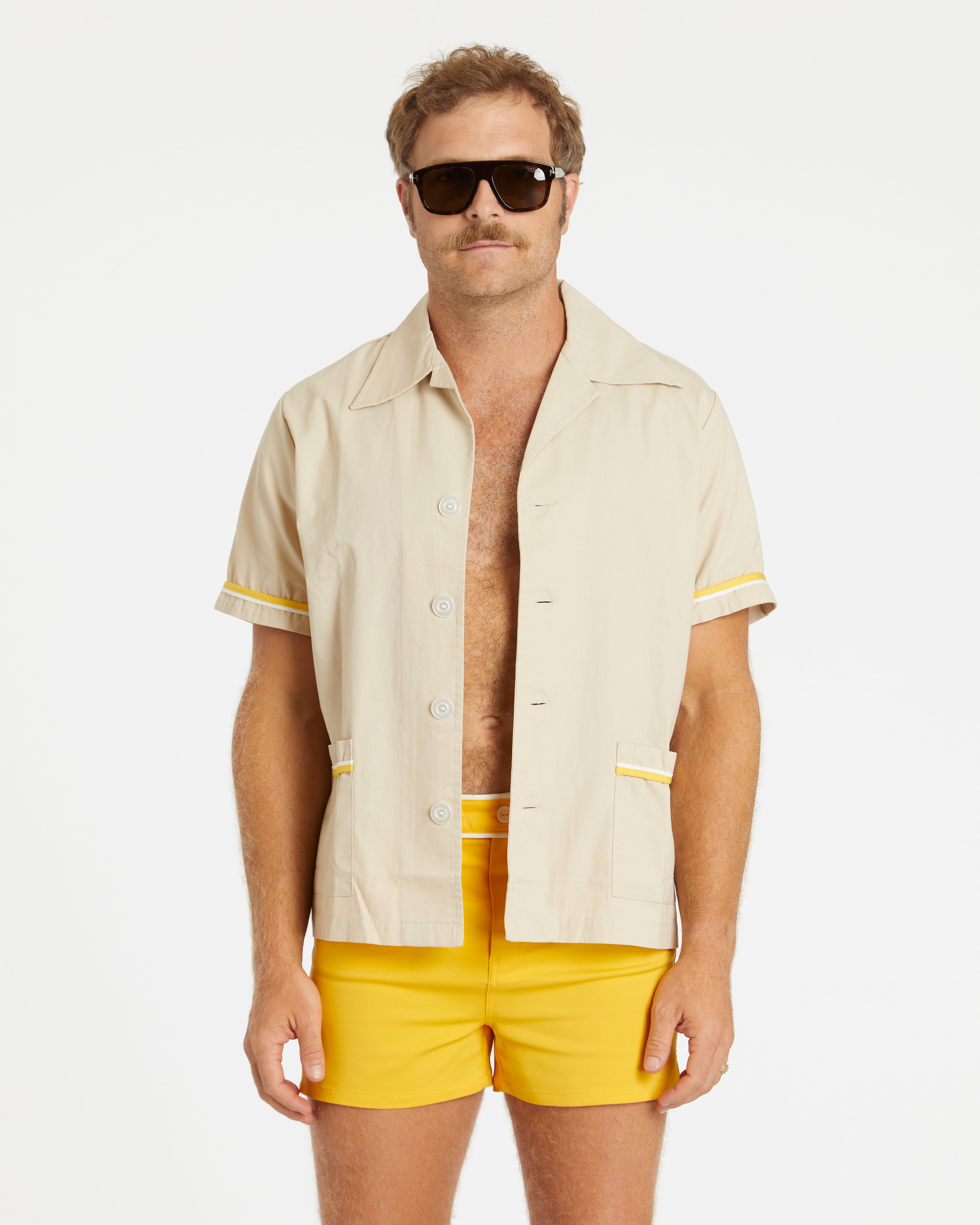 Hammies Summer Cabana Shirt (Sand/Gold/White)