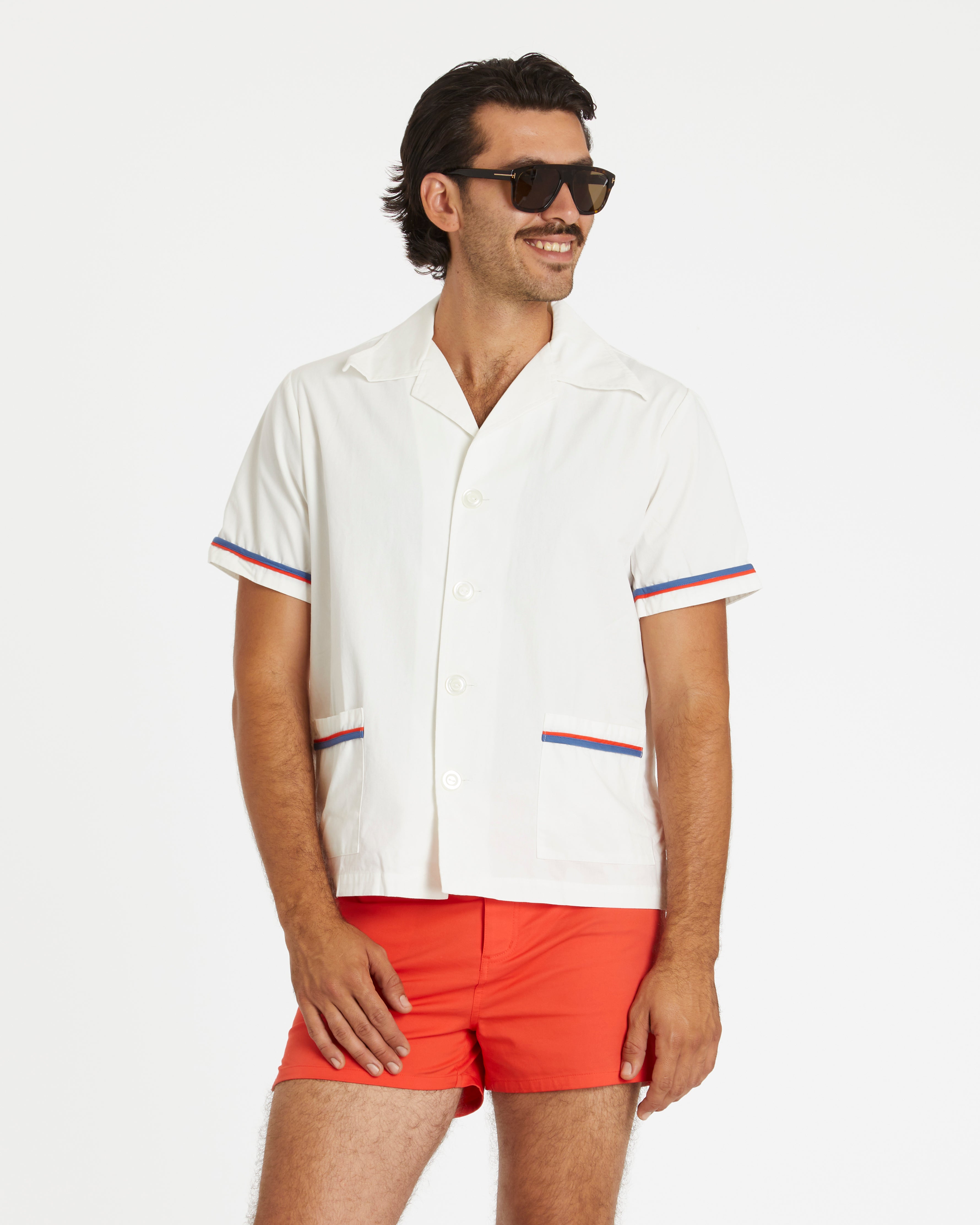 Hammies Summer Cabana Shirt (White/Navy/Red)