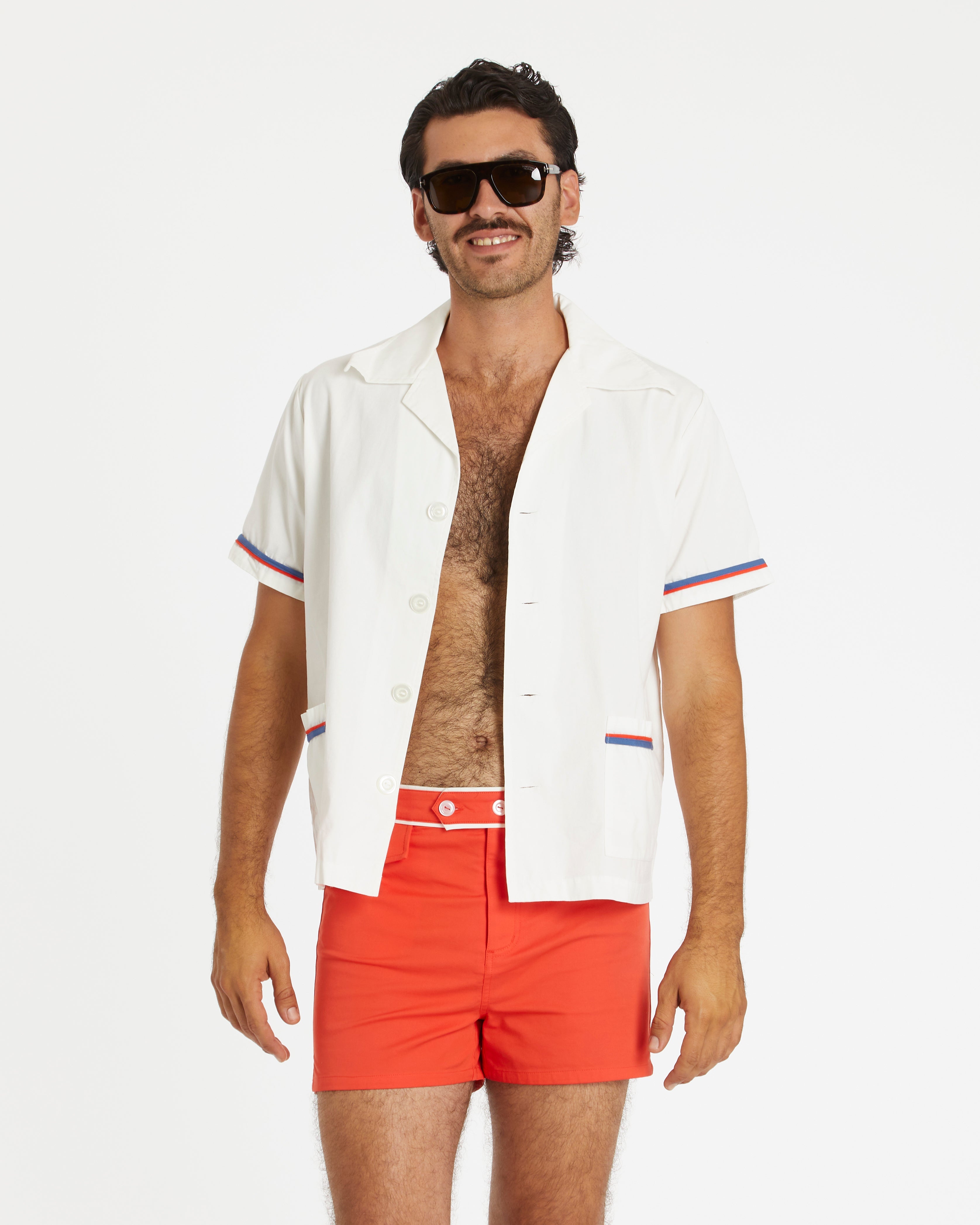 Hammies Summer Cabana Shirt (White/Navy/Red)