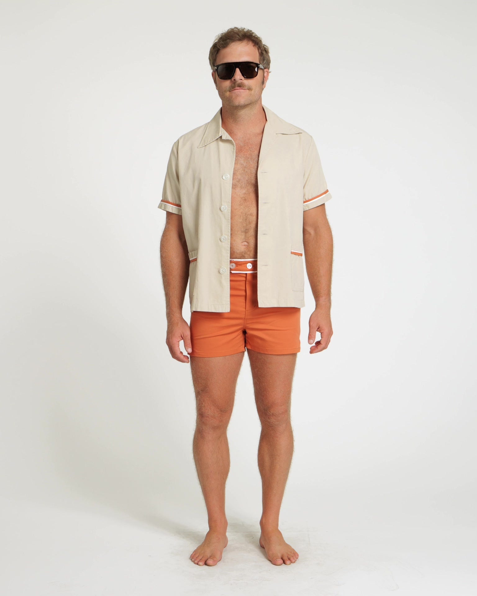 Hammies Summer Cabana Shirt (Sand/Rust/White)