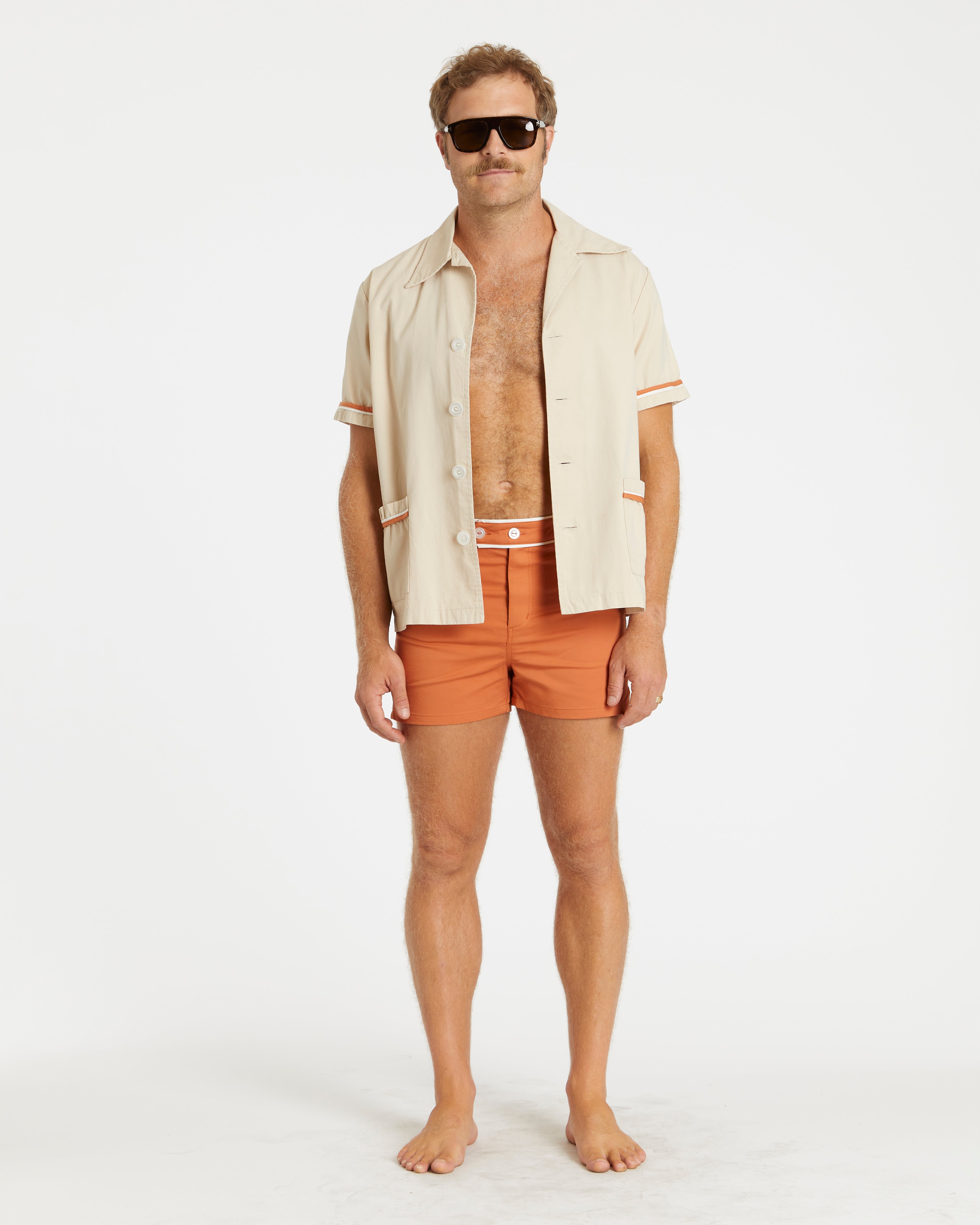 Hammies Summer Cabana Shirt (Sand/Rust/White)