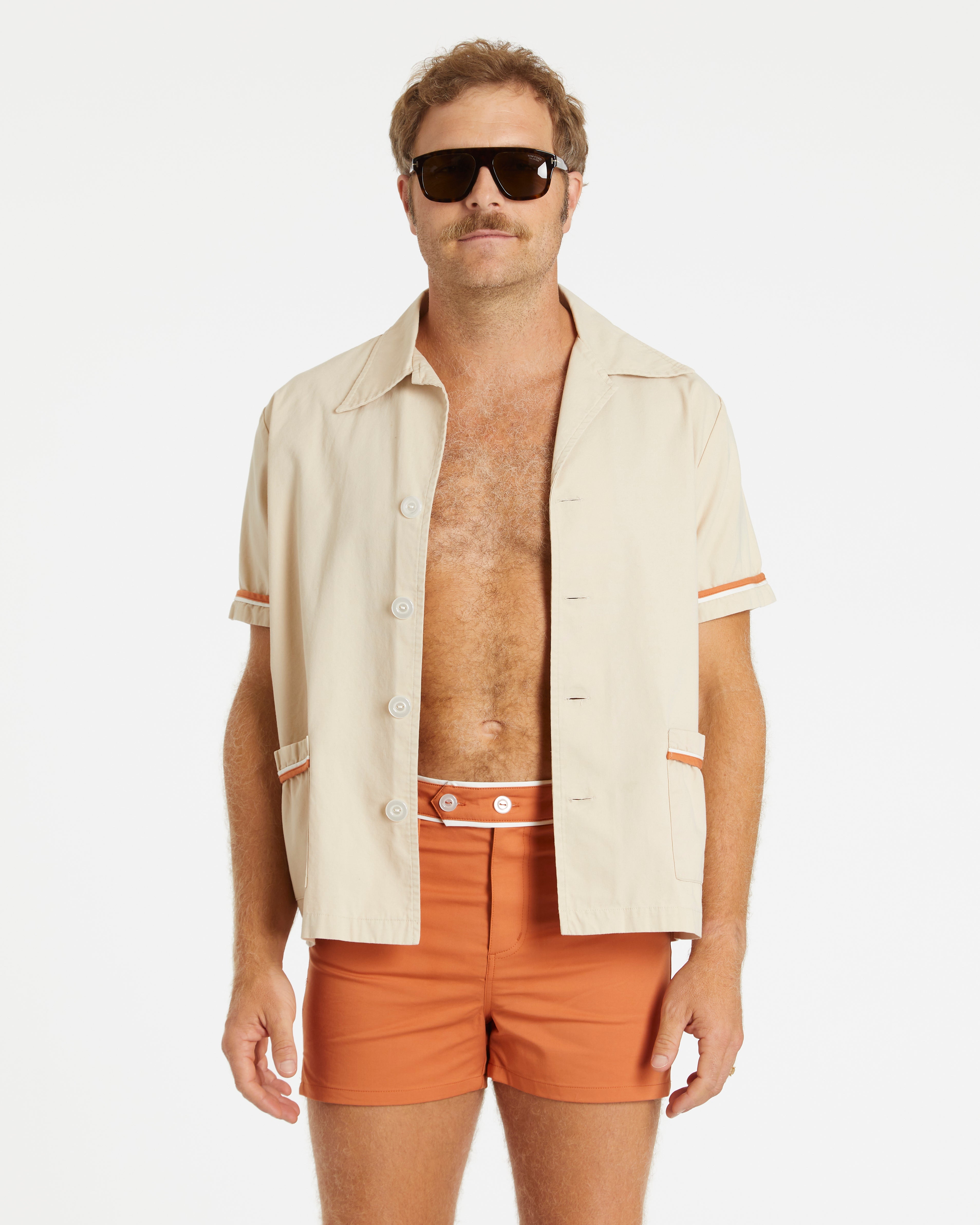 Hammies Summer Cabana Shirt (Sand/Rust/White)