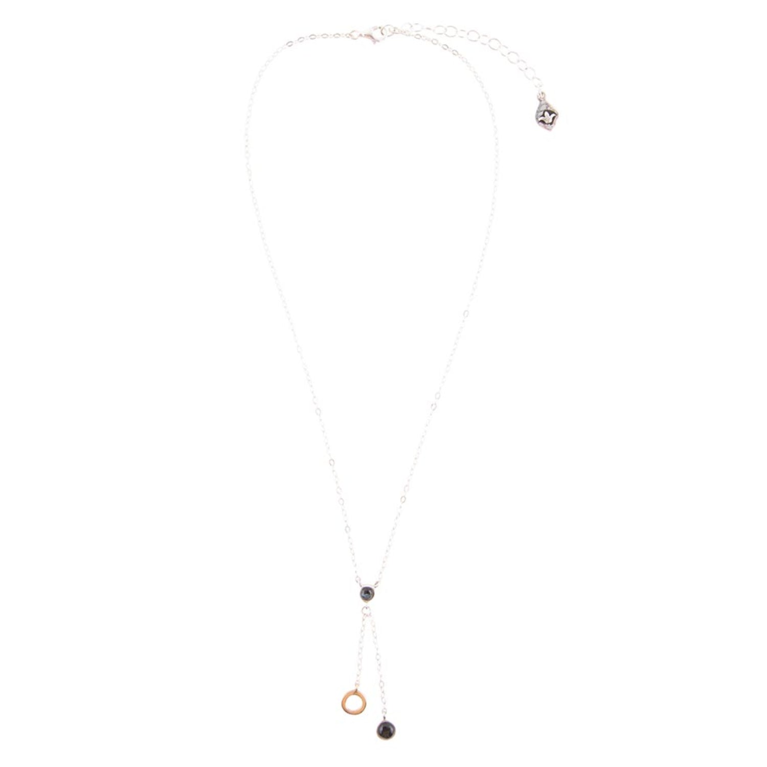 Necklace with various pendants on a white background