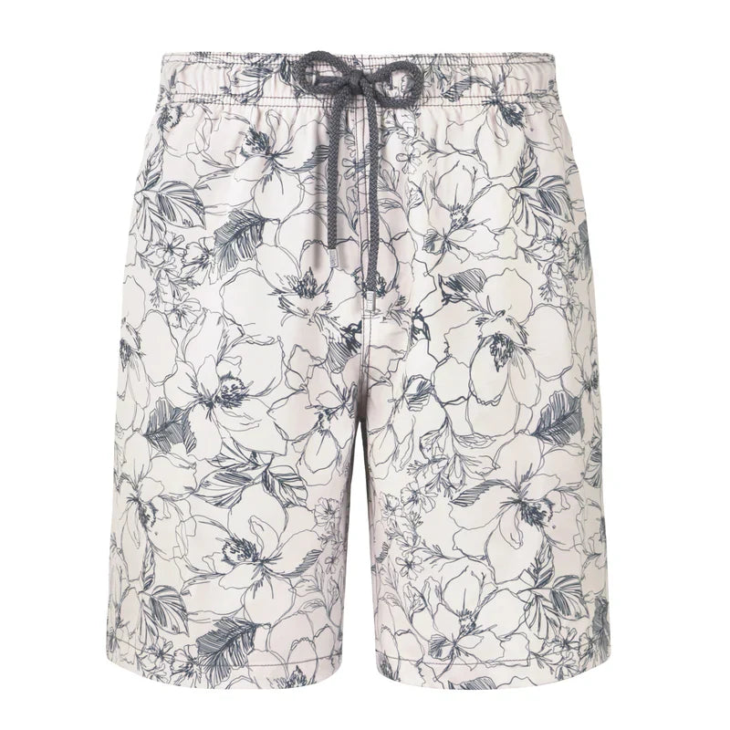 Floral patterned shorts on a white background