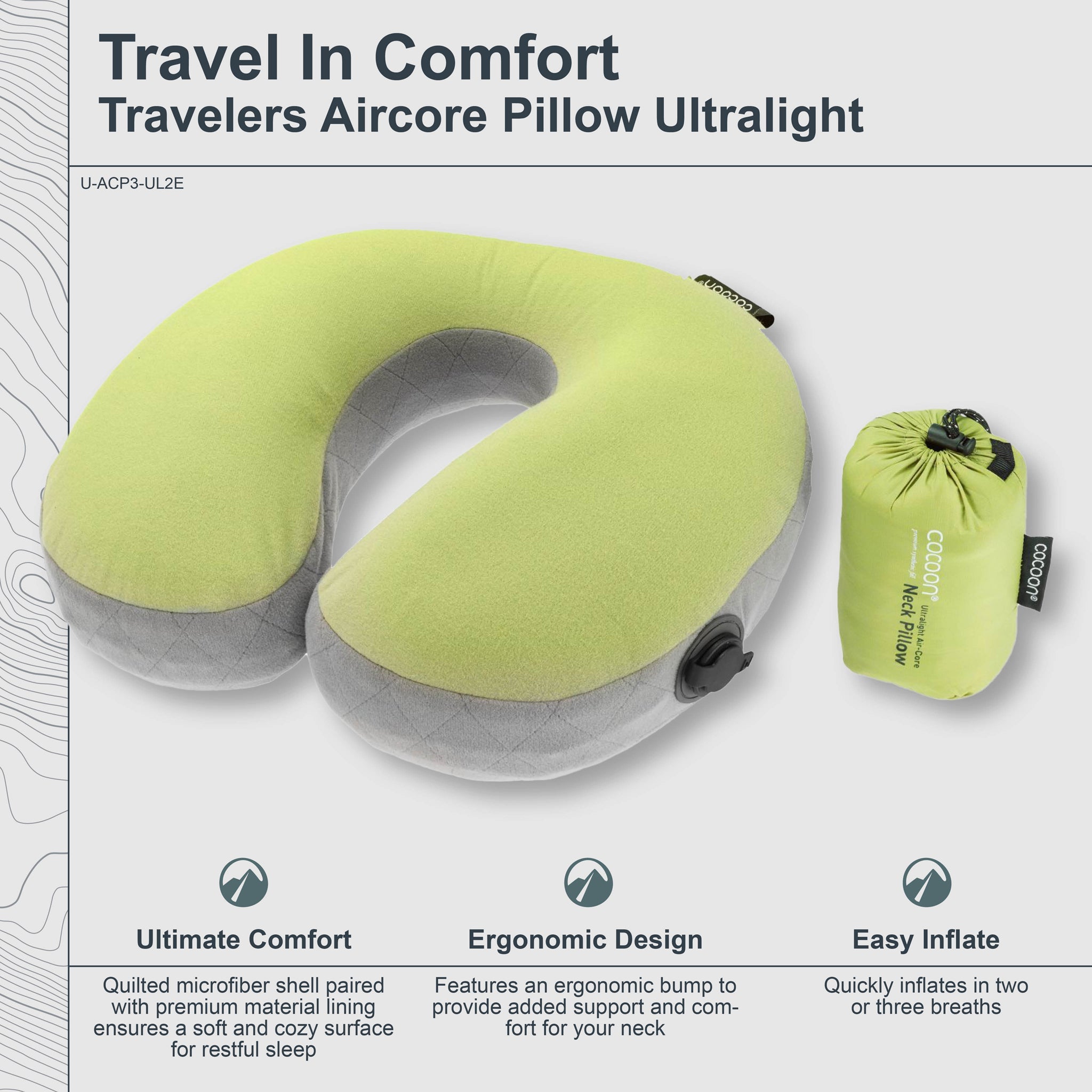 Travel neck pillow with packaging on a white background