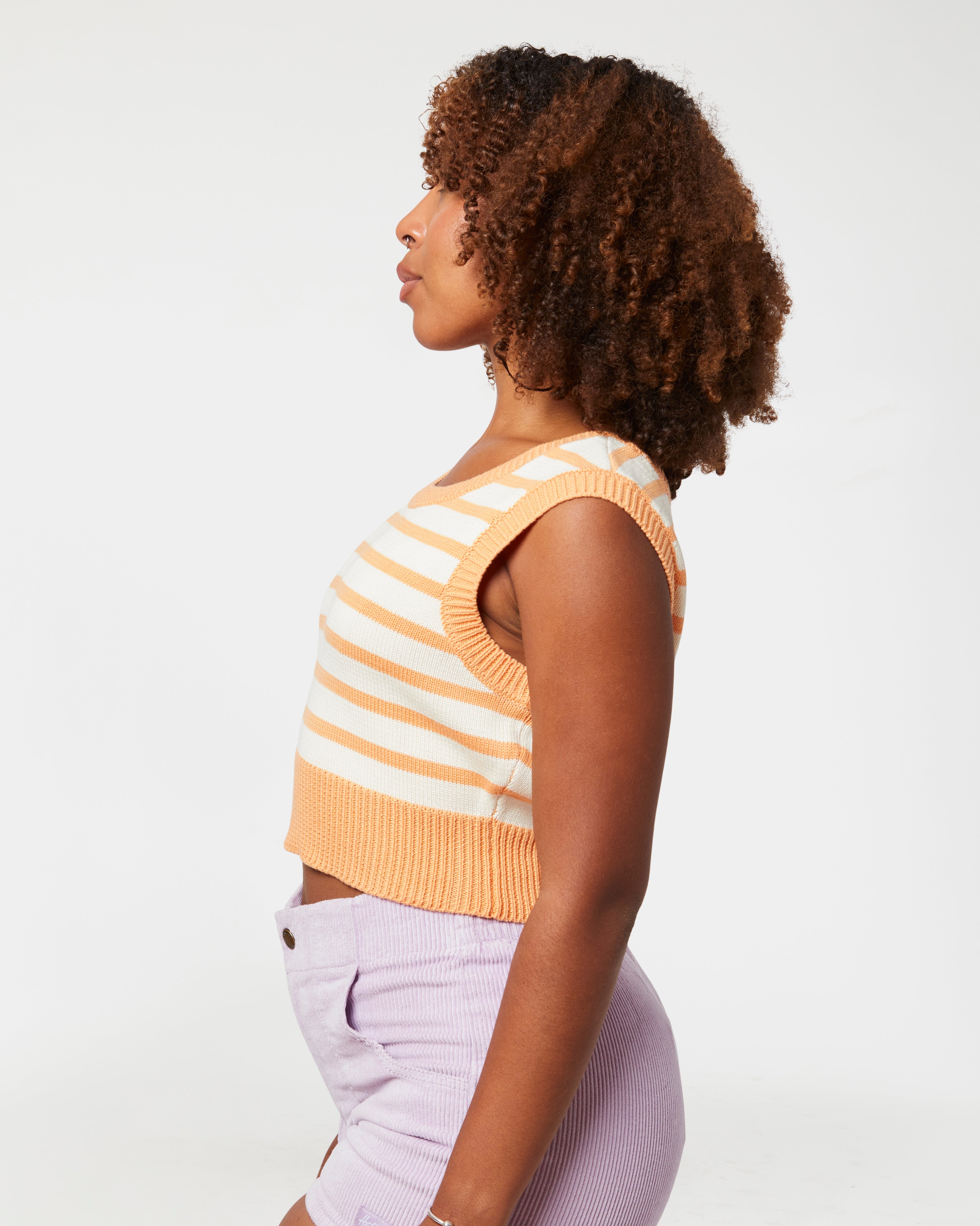 Hammies Knit Crop Top (Peach/Cream)