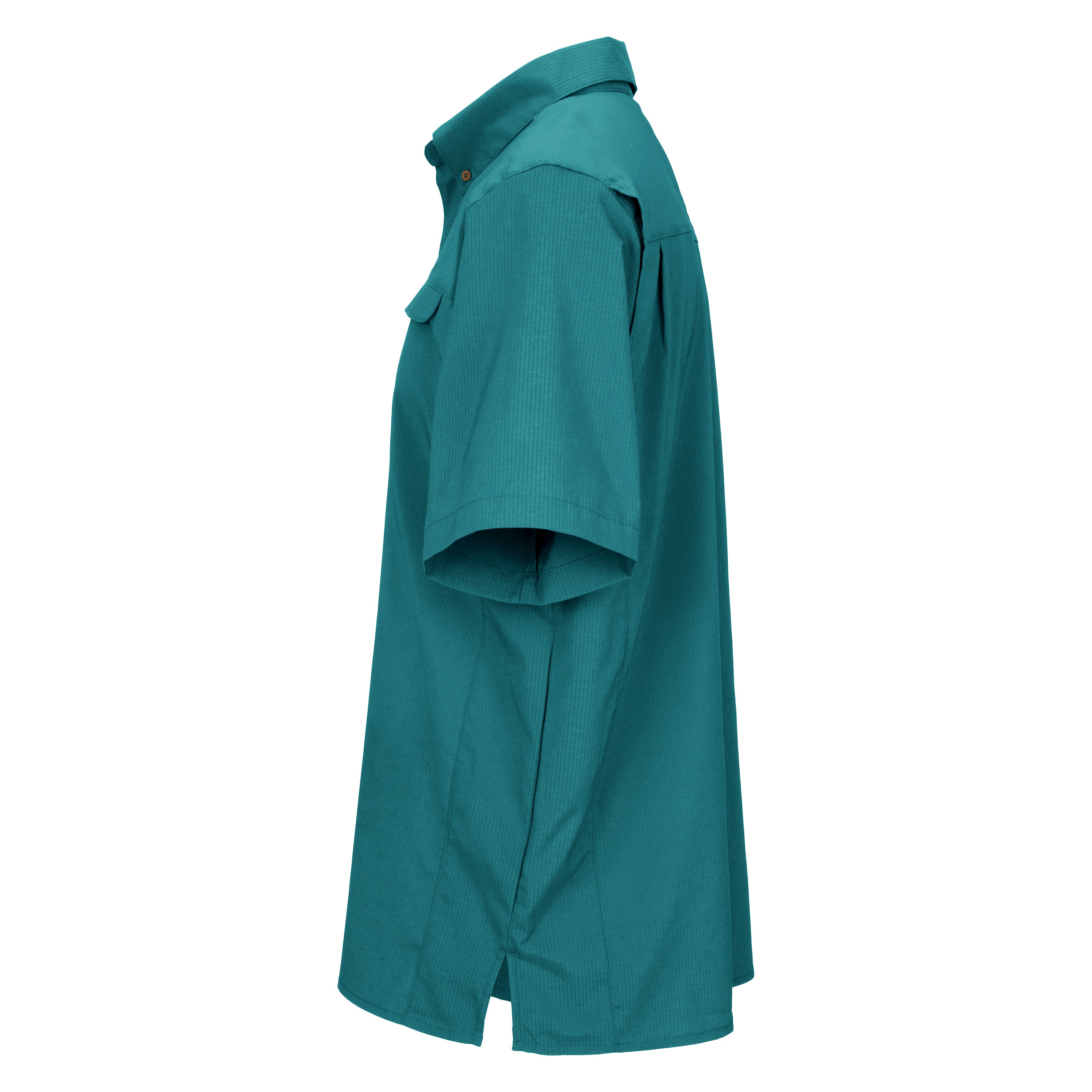 Teal raincoat on a white background