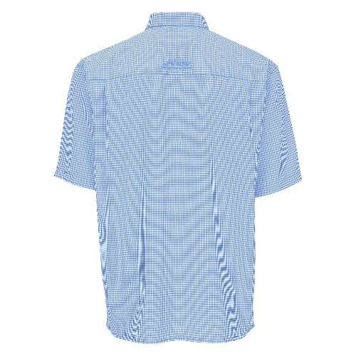 Blue checkered shirt on a white background