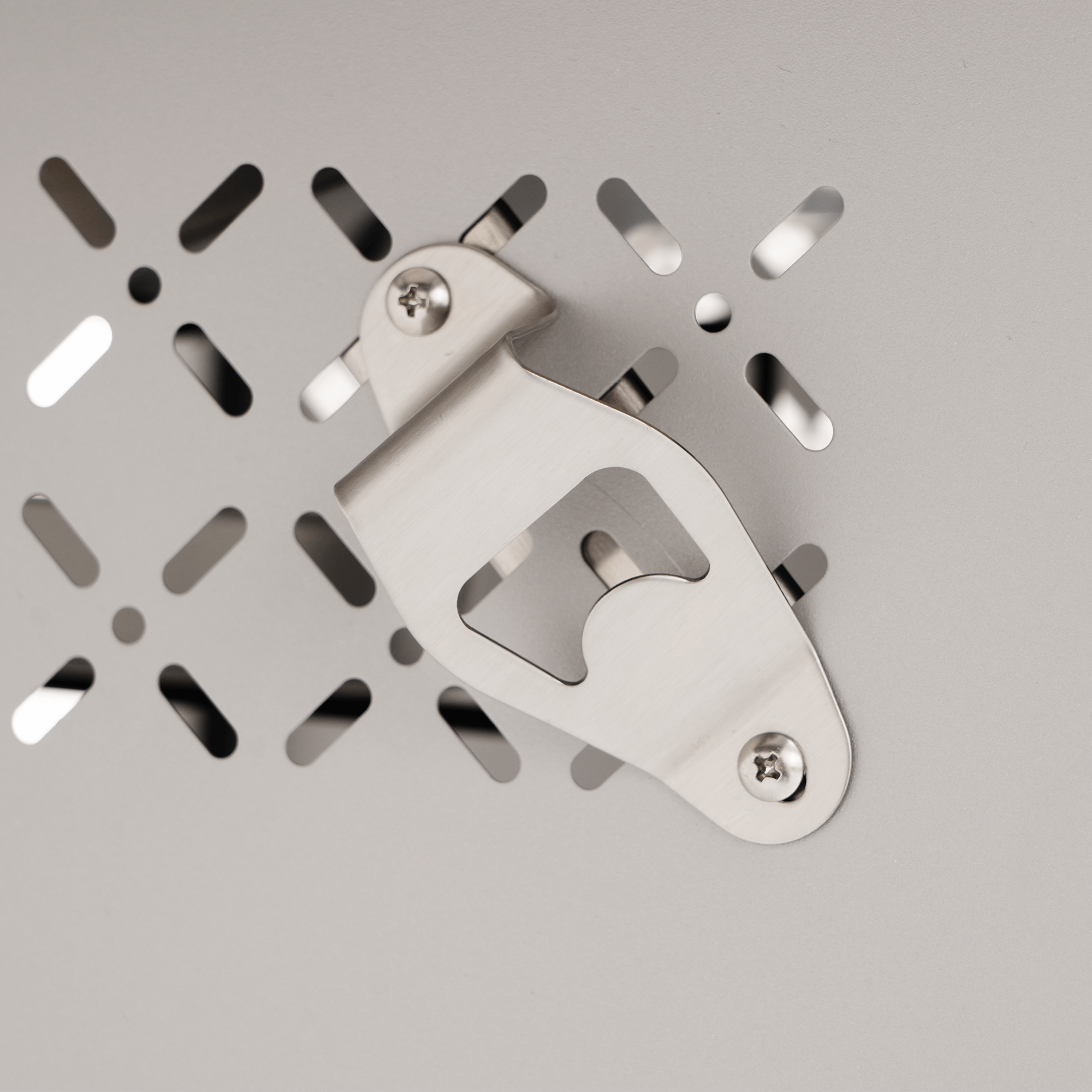 Metallic bracket on a gray background