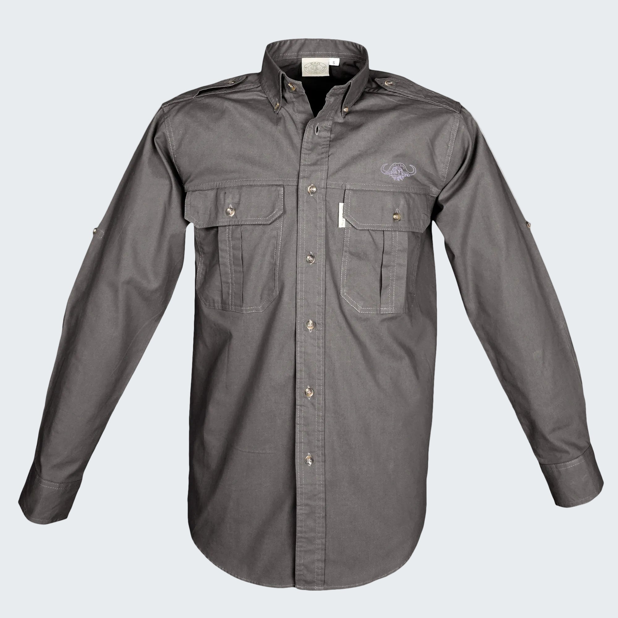 Gray shirt with pockets on a white background