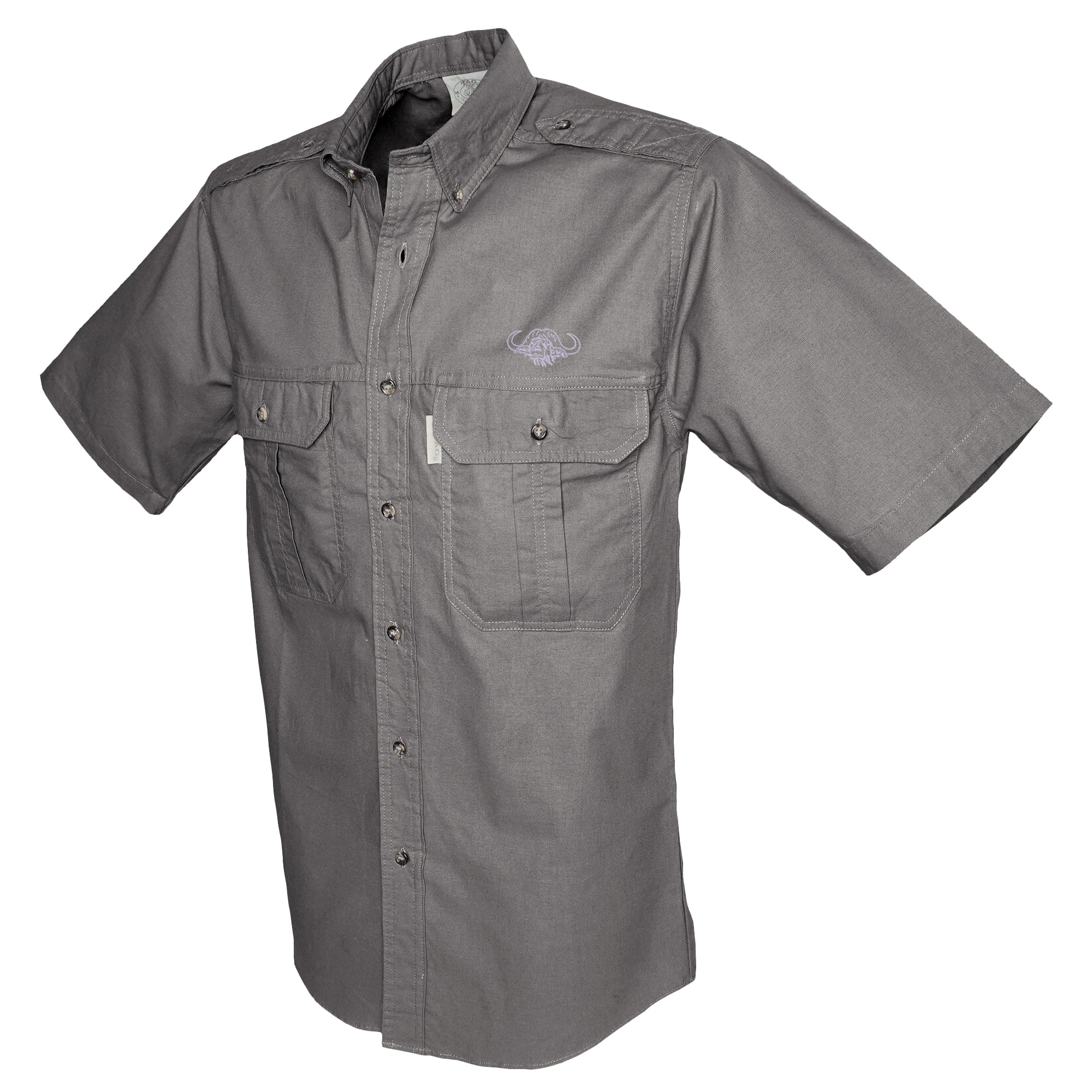 Gray short-sleeve shirt on a white background