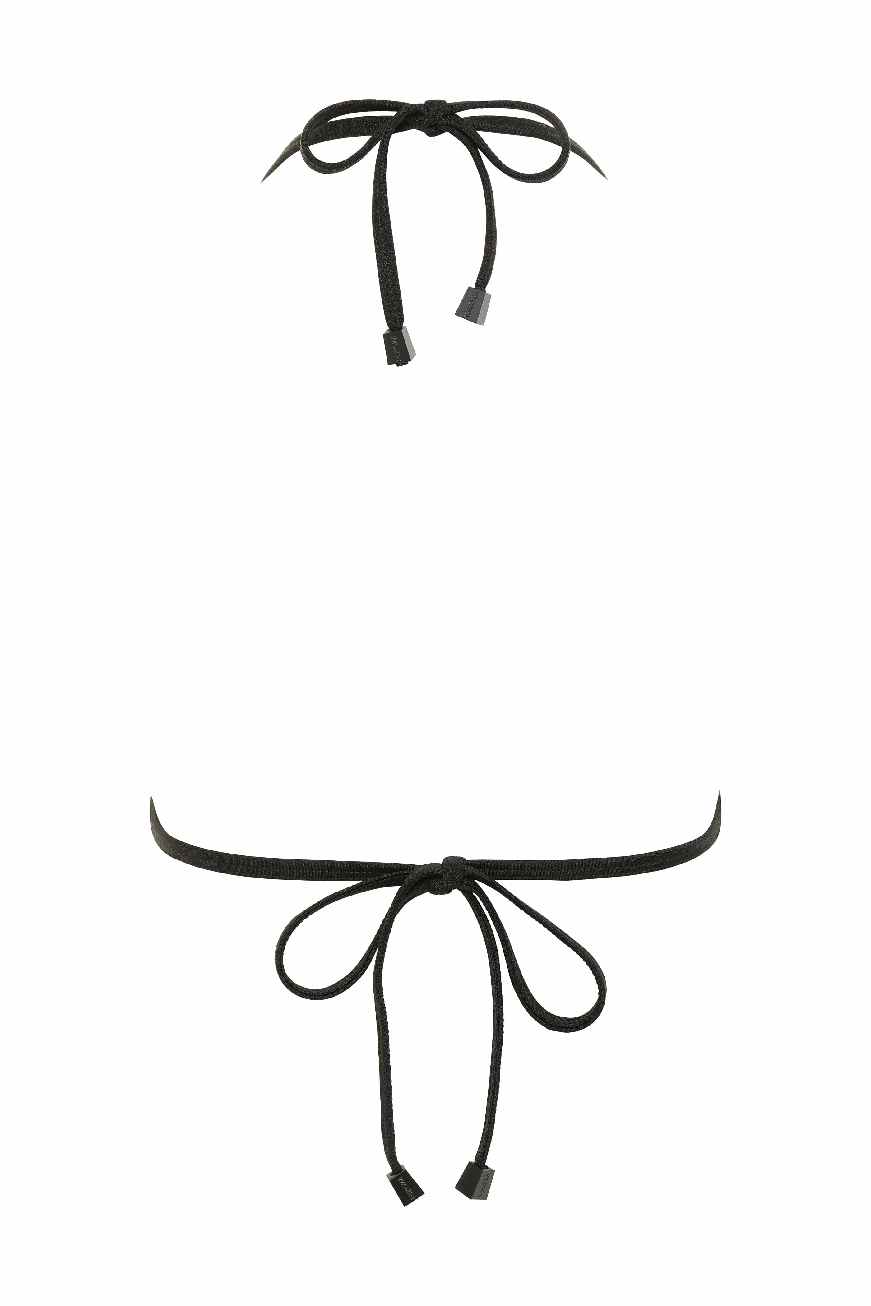 Two black chokers with bow designs on a white background