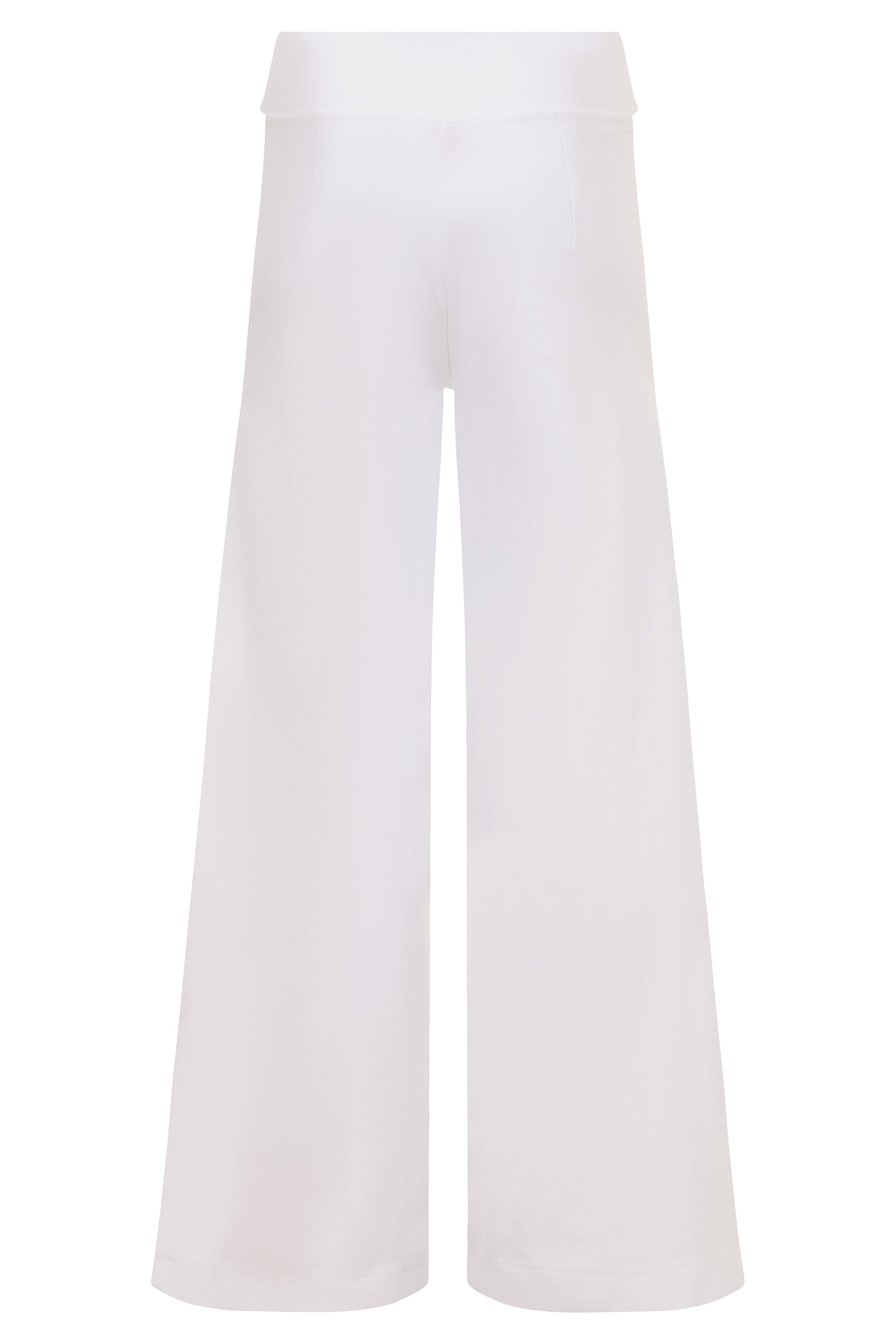 White wide-leg pants on a white background