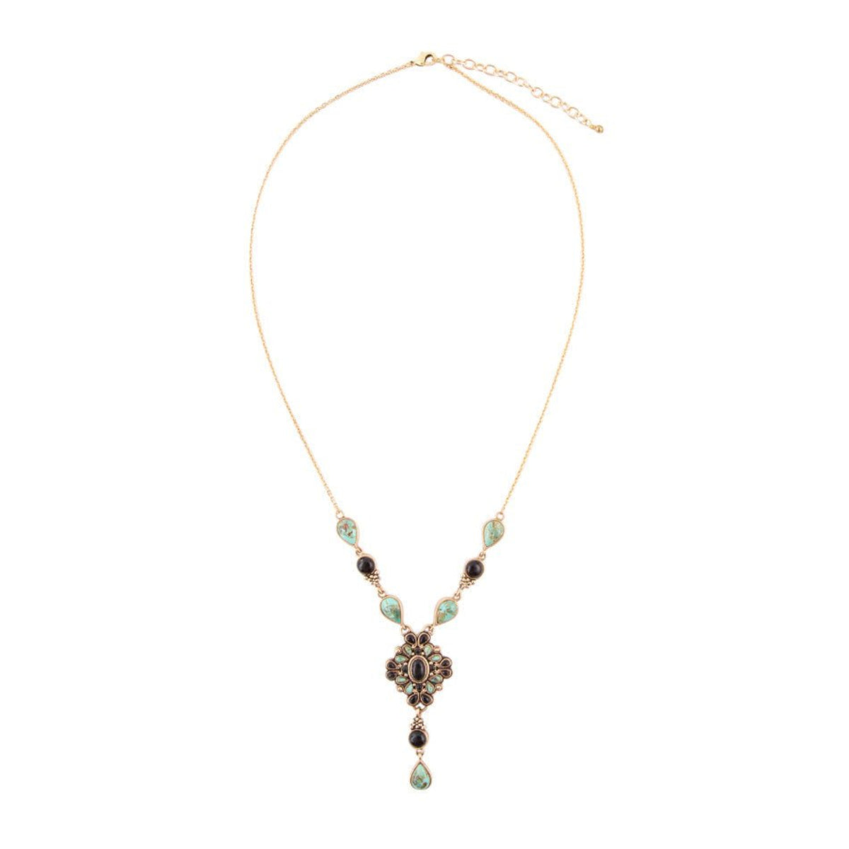 Necklace with gemstones on a white background