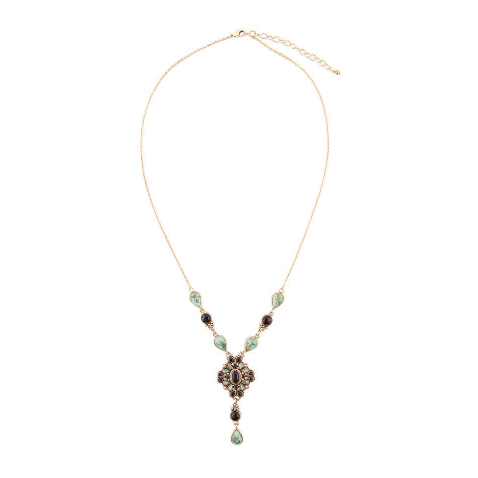 Necklace with gemstones on a white background