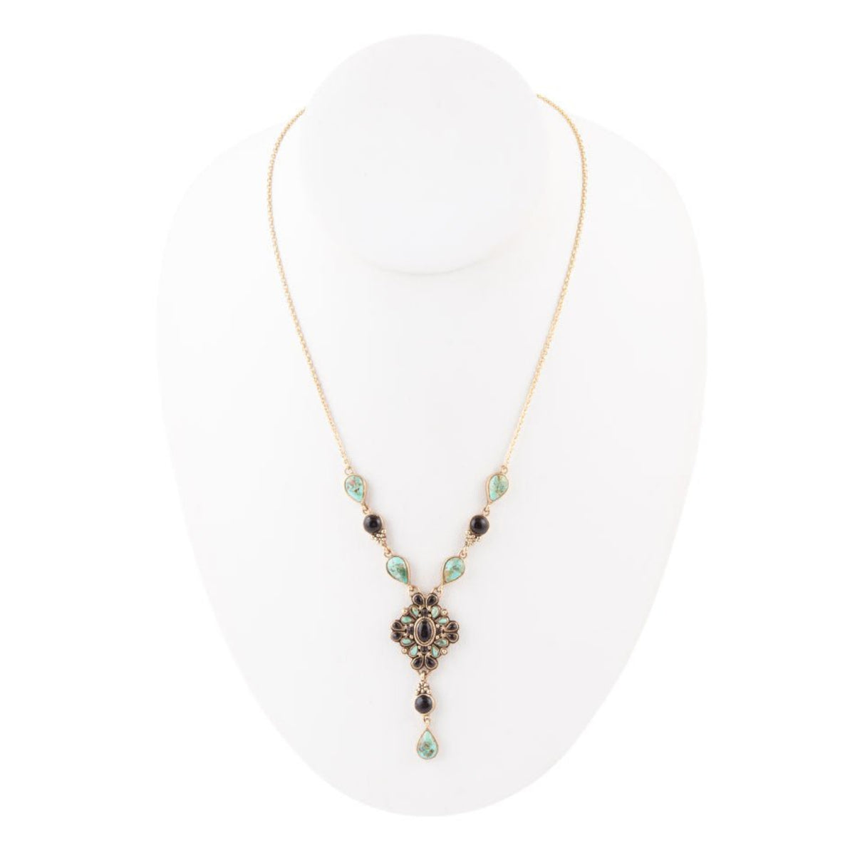 Necklace with gemstones on a white background