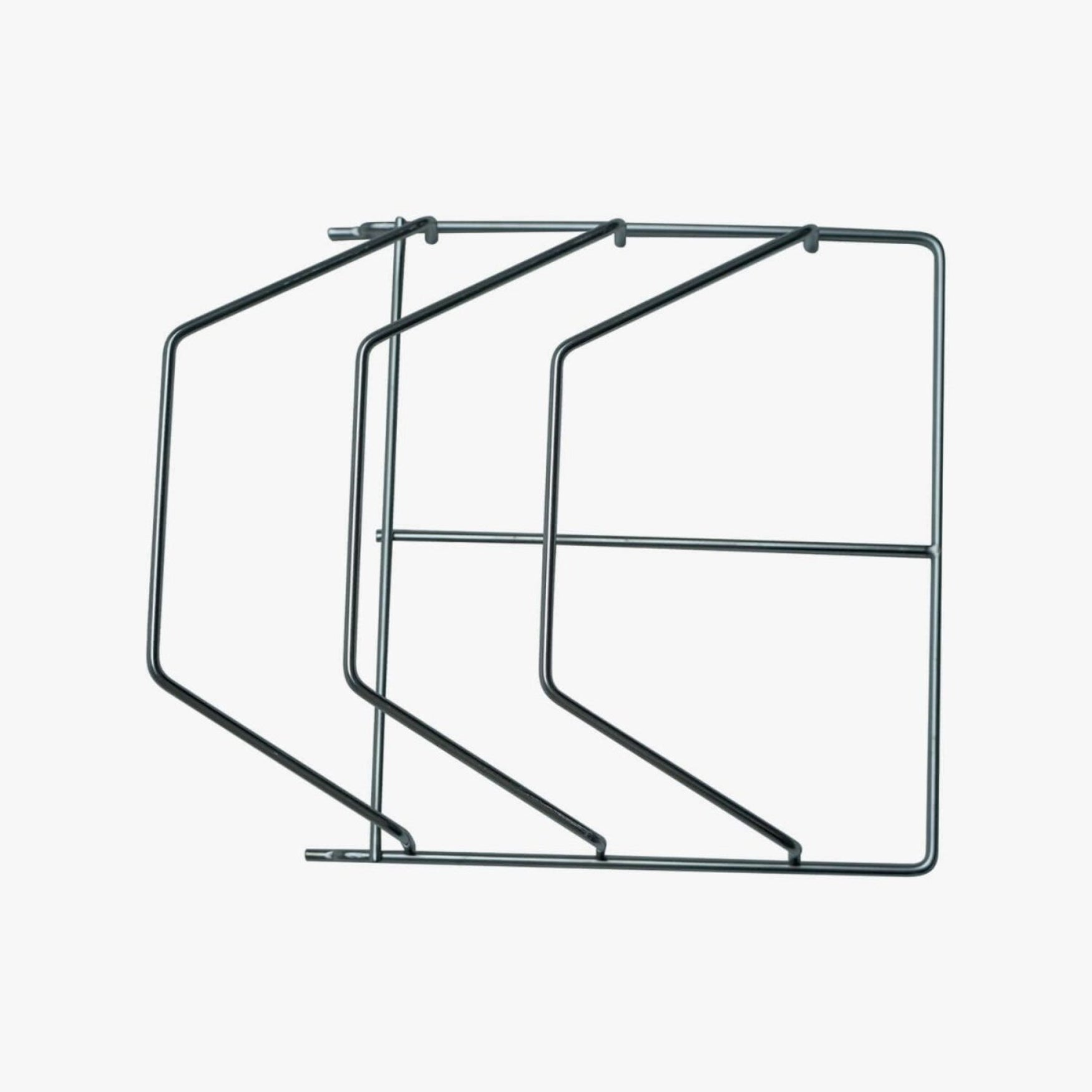 Black metal wire basket on a white background