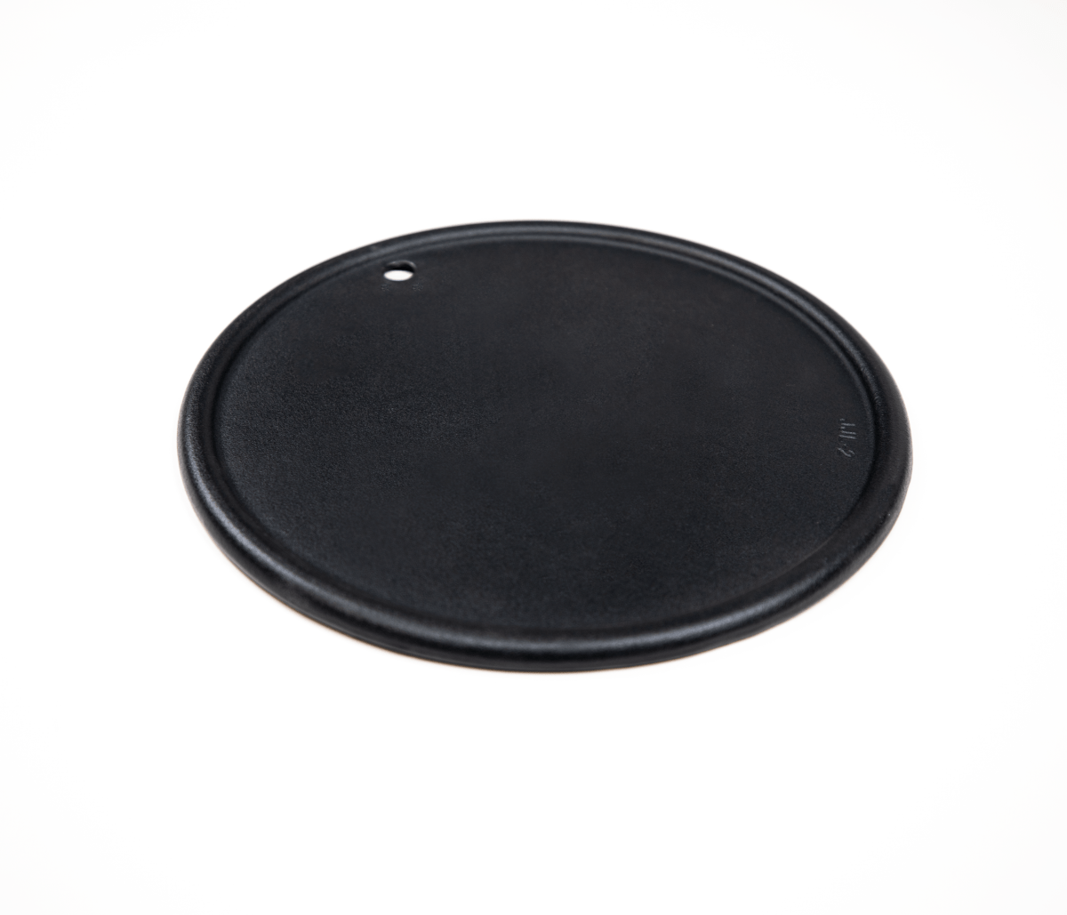 Black round lid on a white background