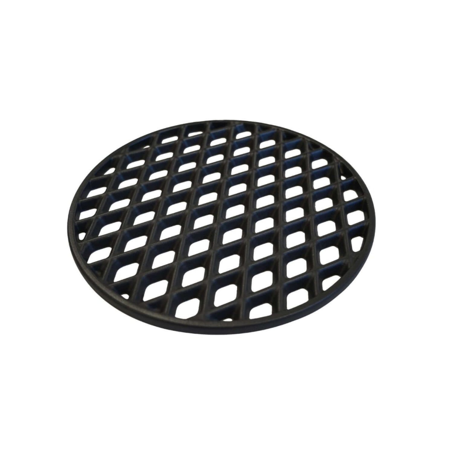Black round metal grid on a white background