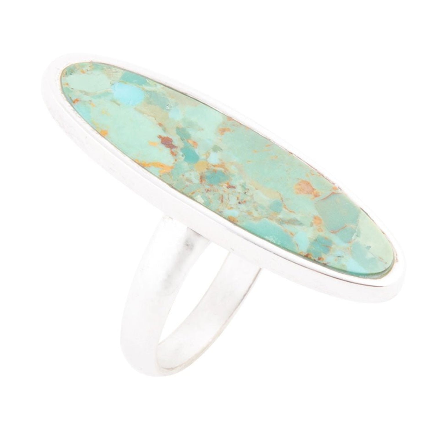 Turquoise stone ring on a white background
