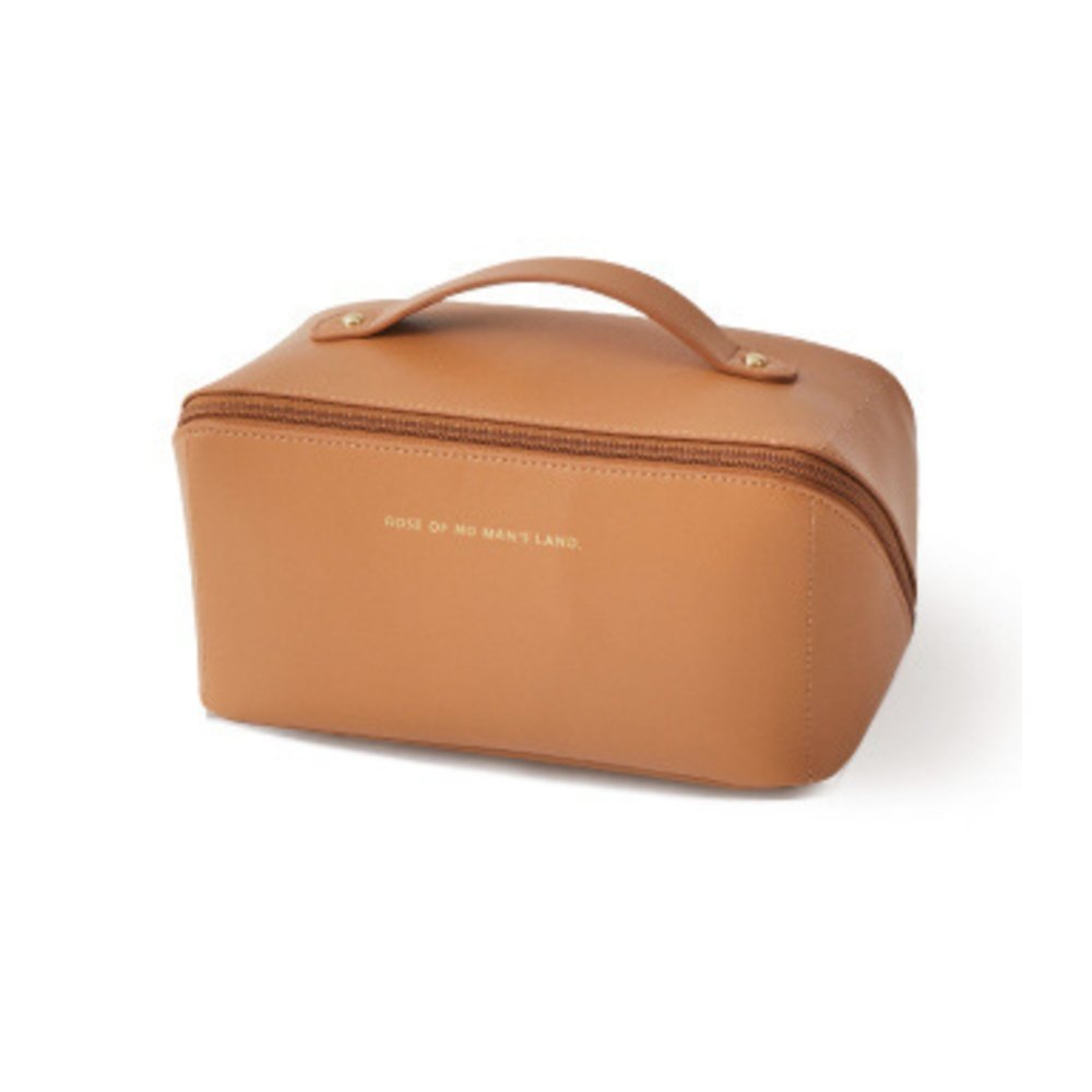 Brown leather travel case with 'State of No Ancillaries' branding on a white background