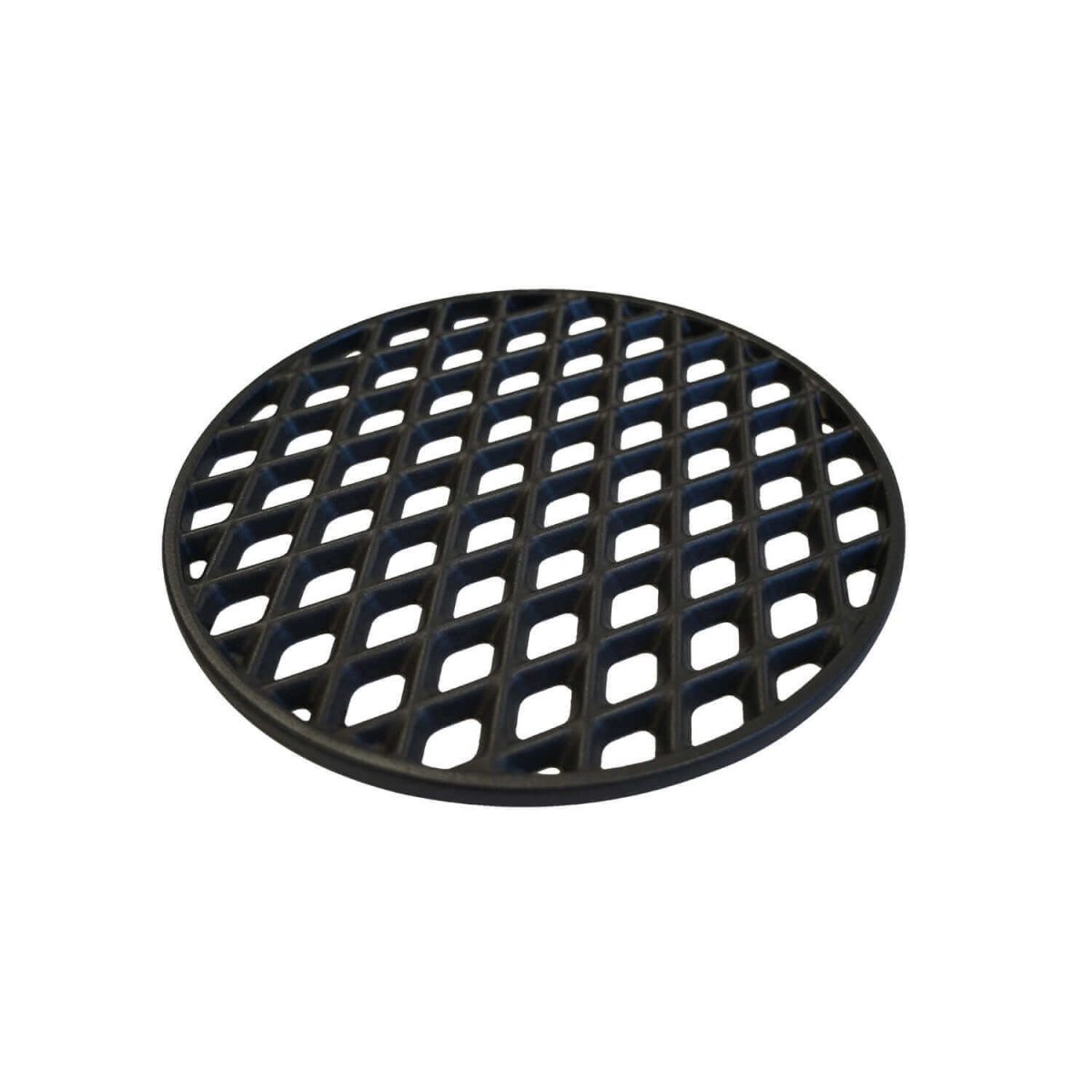 Black round metal grid on a white background