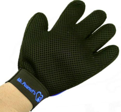 Black textured glove with 'Mr. Peanut's' branding on a white background