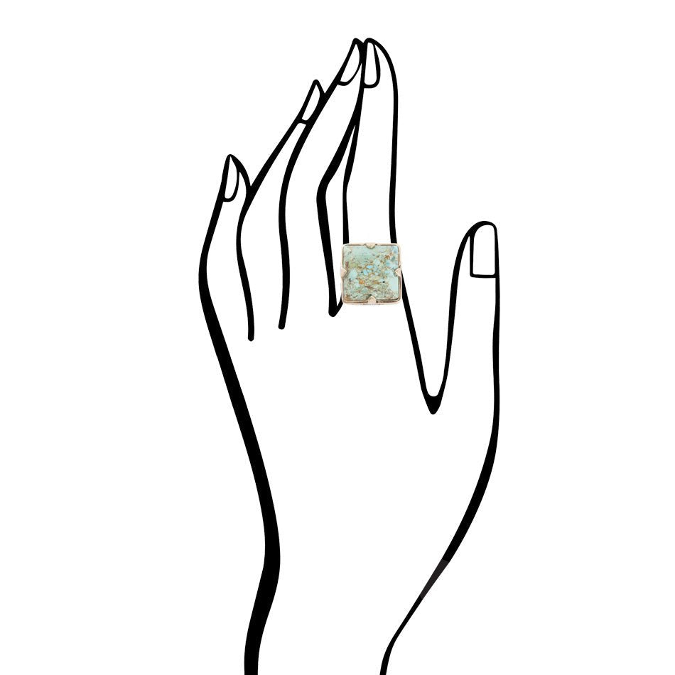 Outline of a hand with a ring on a white background