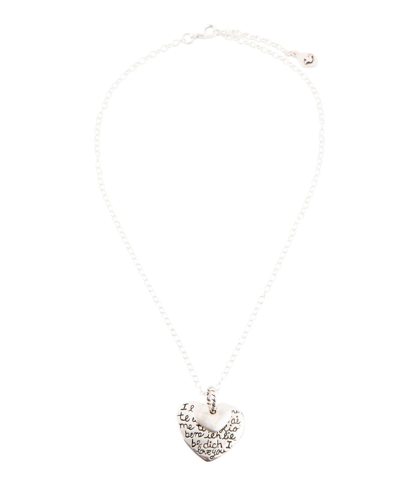 Necklace with heart-shaped pendant on a white background
