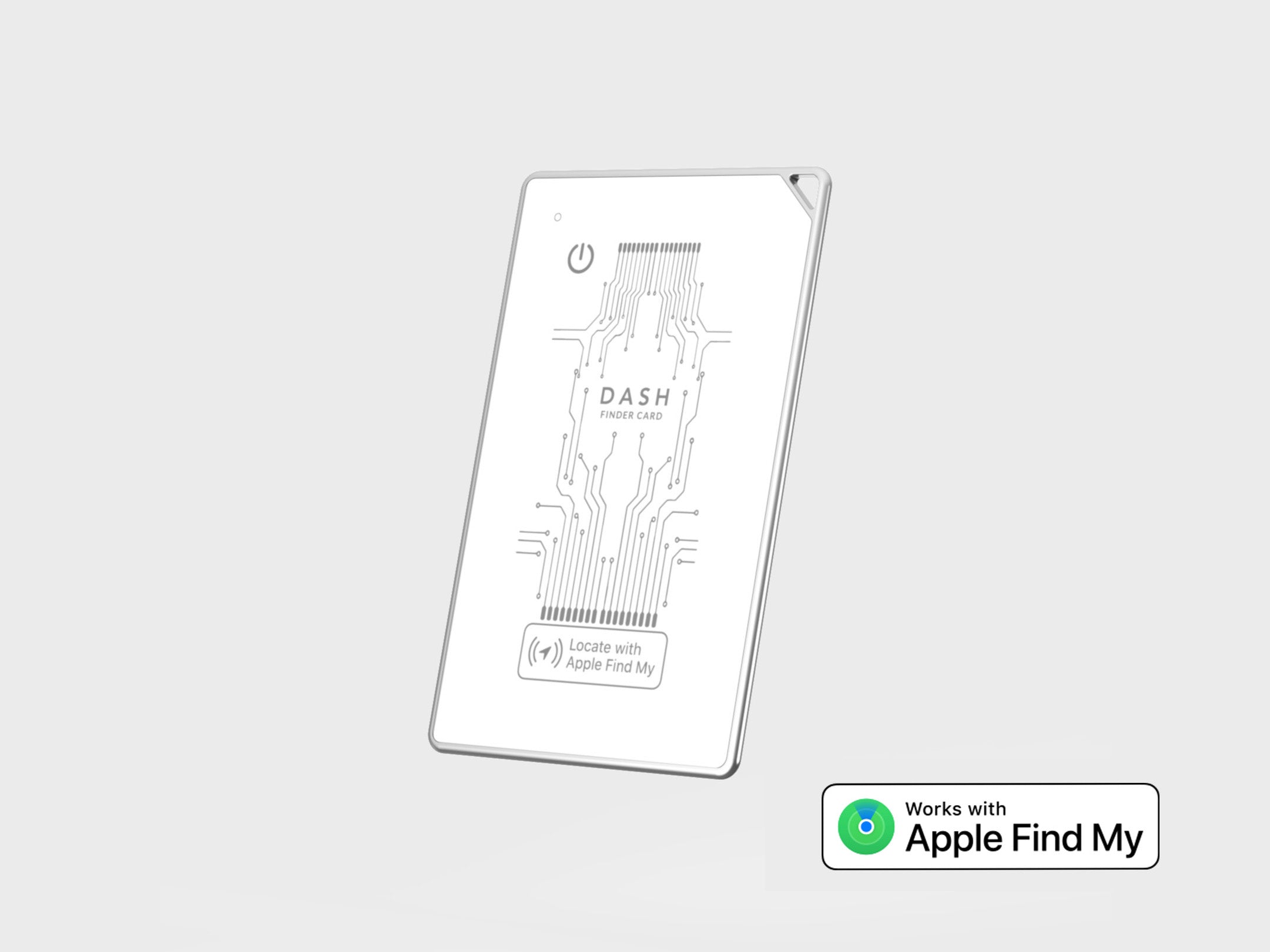 White electronic device with 'DASH' branding on a light gray background