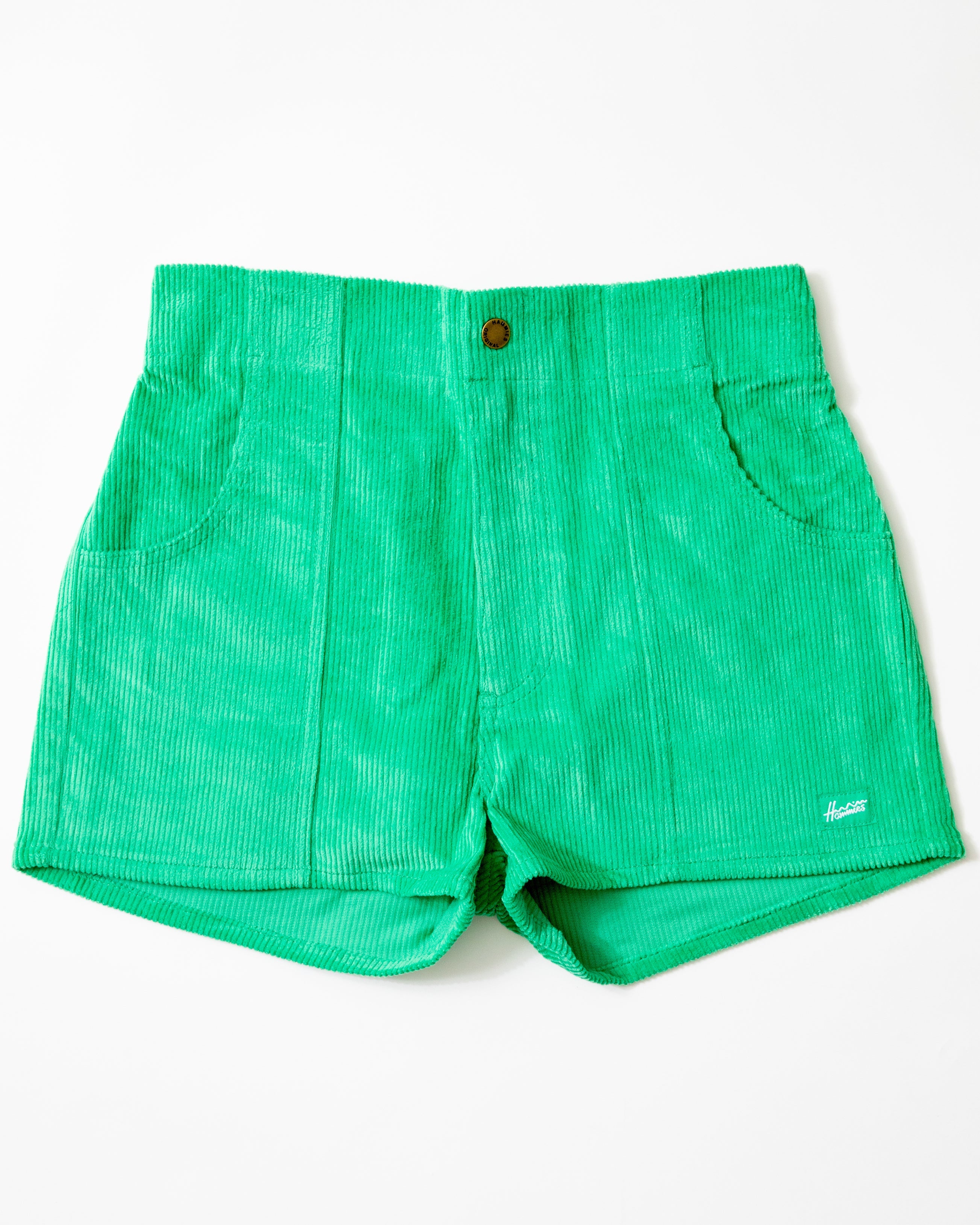 Green shorts on a white background